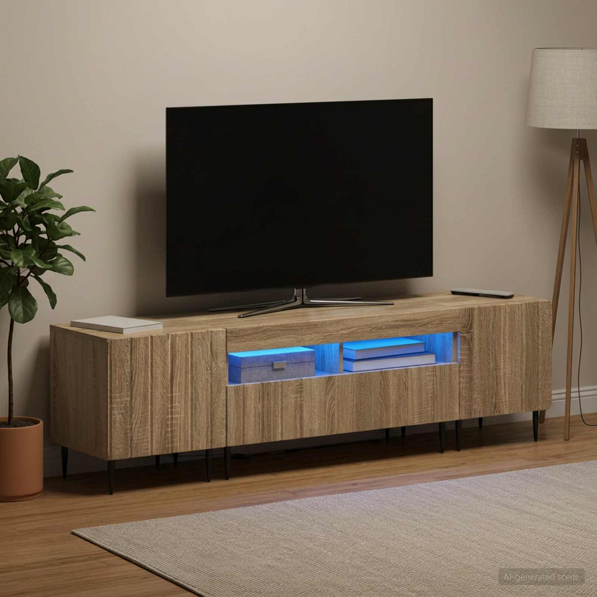 5 dalių LED televizoriaus stovas Sonoma ąžuolas