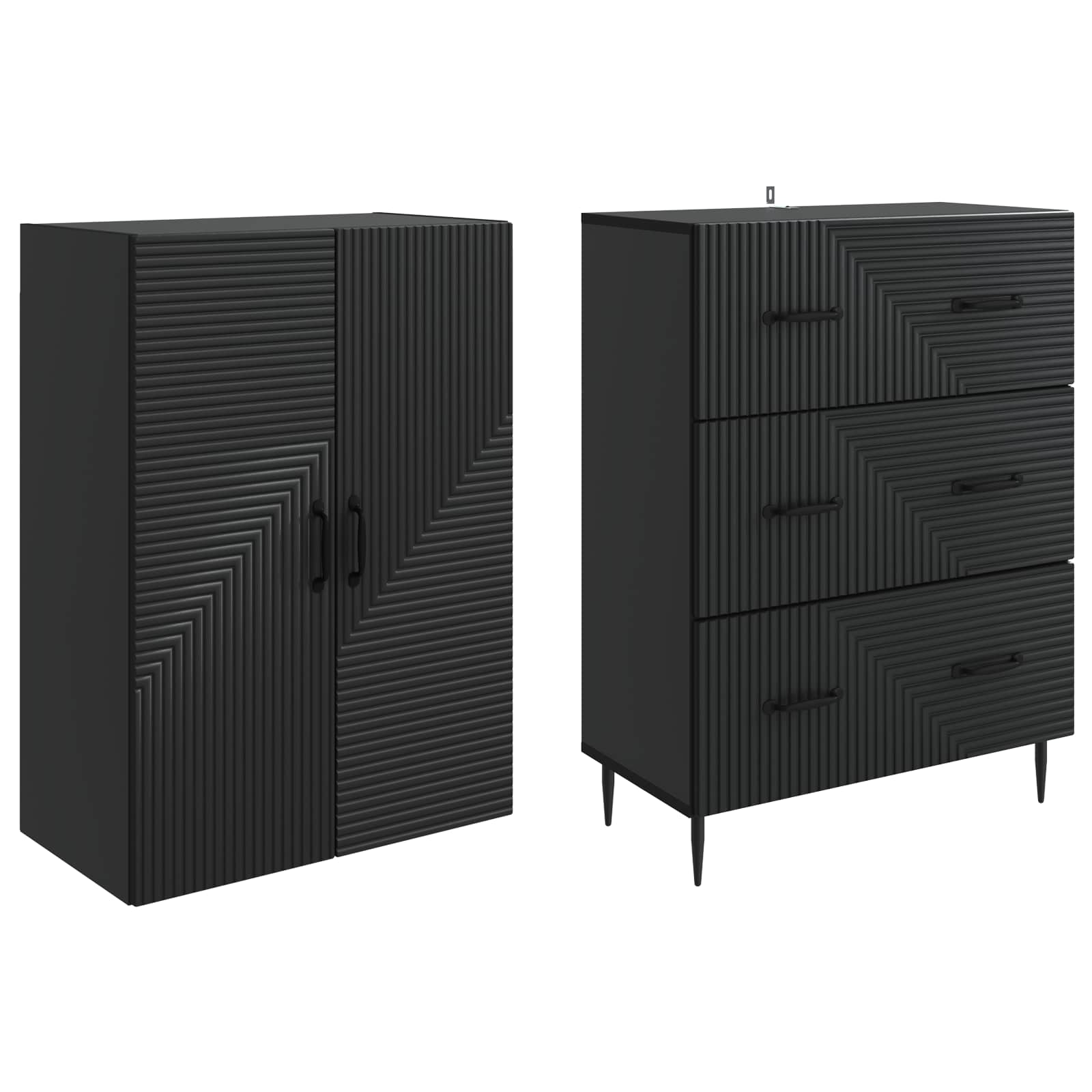 Spintelė 2 pcs Juoda 66 x 34,5 x 90 cm Apdirbta mediena