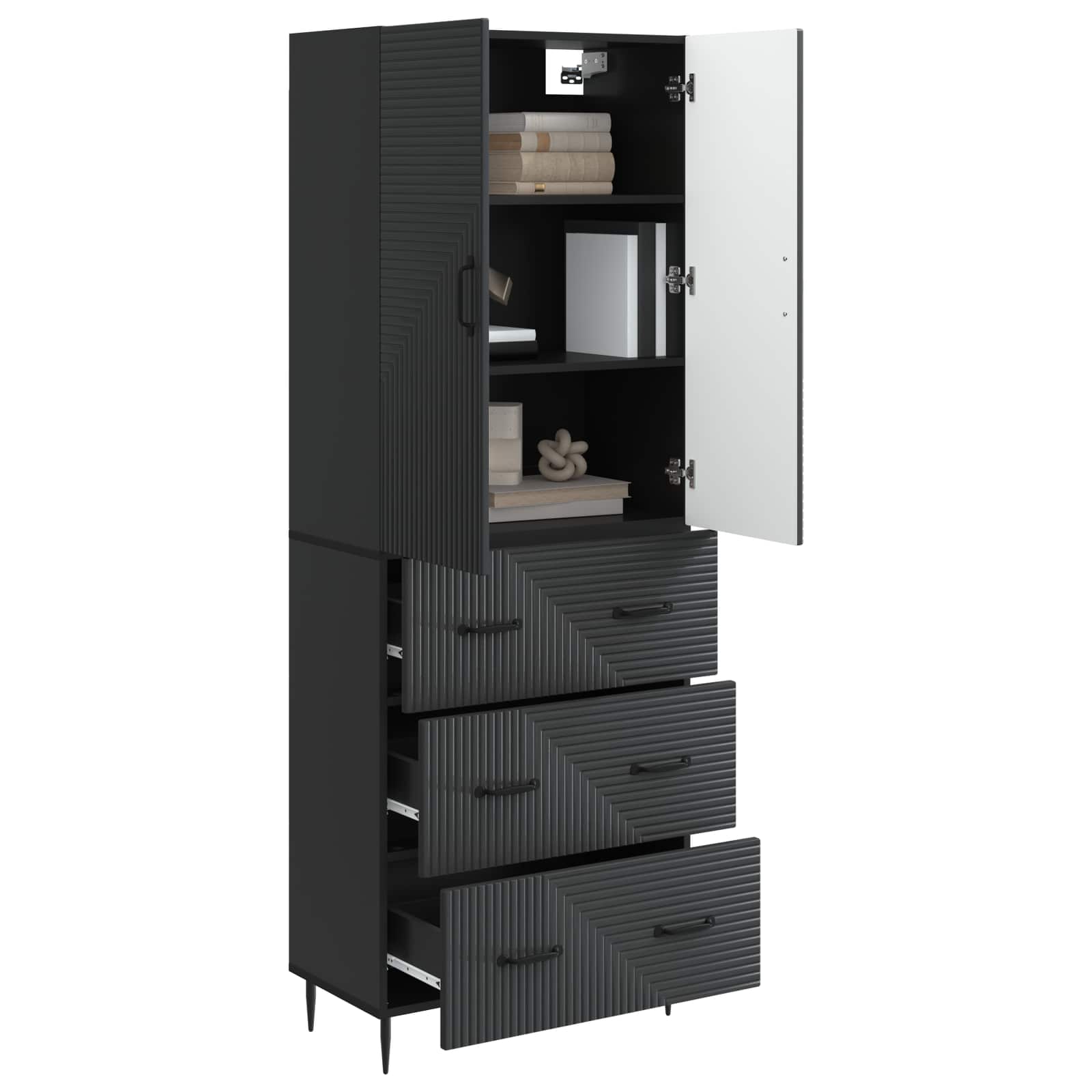 Spintelė 2 pcs Juoda 66 x 34,5 x 90 cm Apdirbta mediena