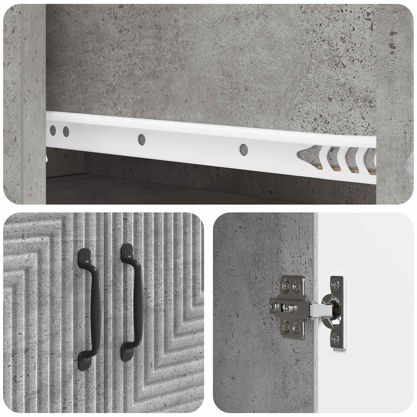 Spintelė 2 pcs Betono pilka 66 x 34,5 x 90 cm Apdirbta mediena