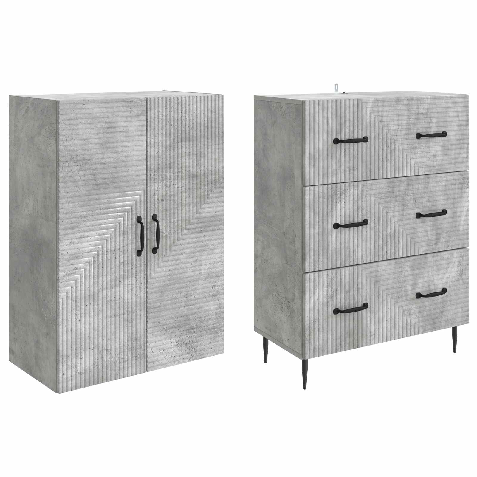 Spintelė 2 pcs Betono pilka 66 x 34,5 x 90 cm Apdirbta mediena