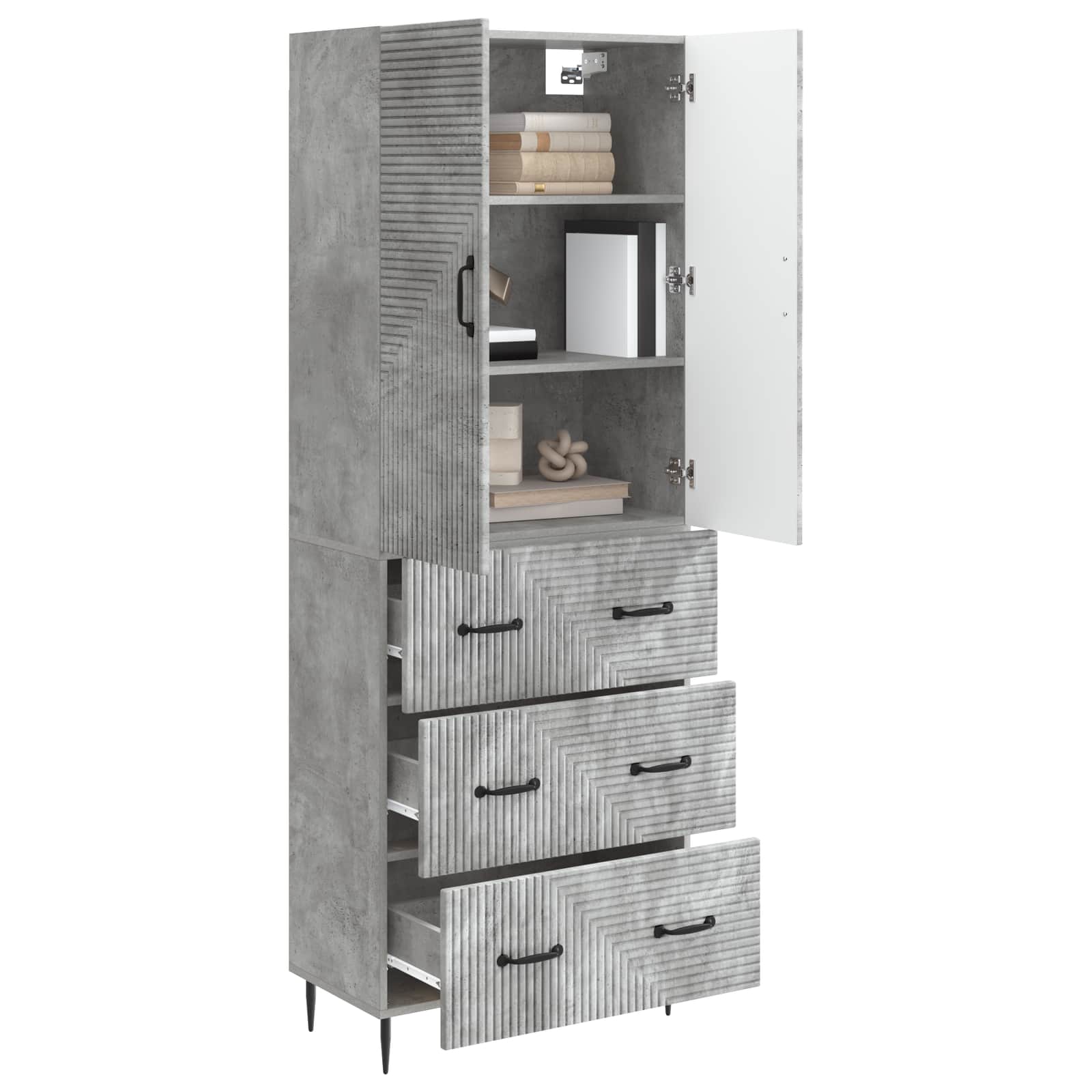Spintelė 2 pcs Betono pilka 66 x 34,5 x 90 cm Apdirbta mediena