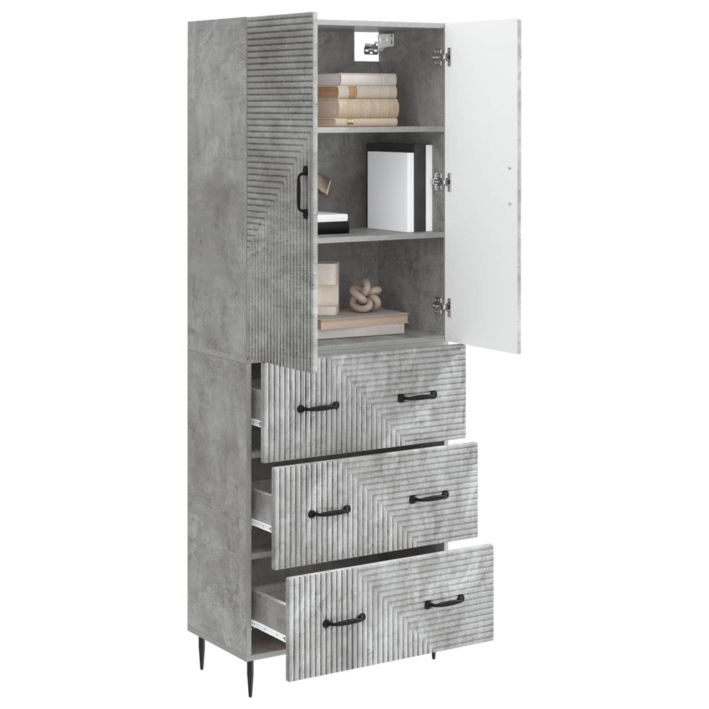 Spintelė 2 pcs Betono pilka 66 x 34,5 x 90 cm Apdirbta mediena