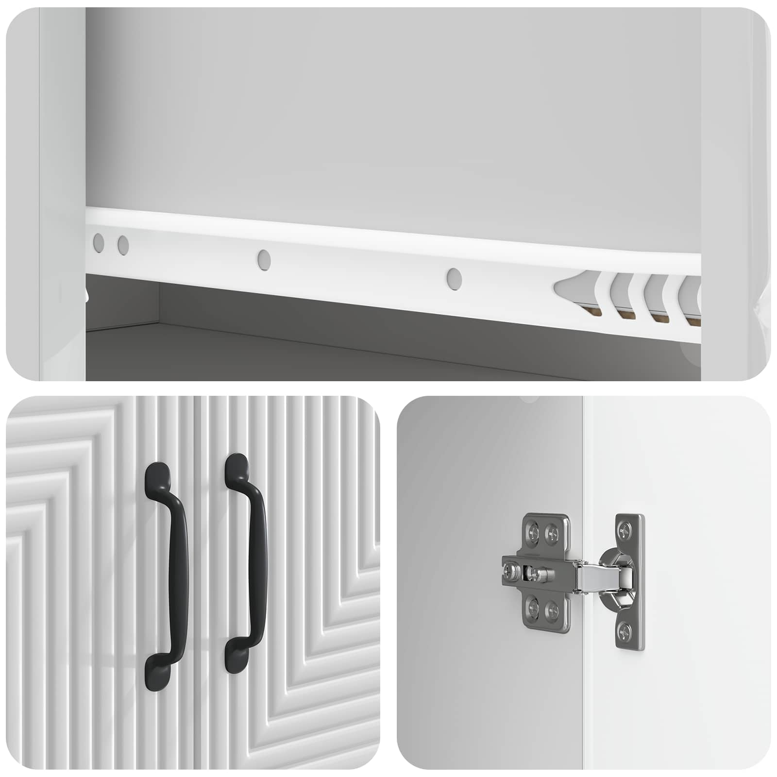 Spintelė 2 pcs Itin blizgi balta 66 x 34,5 x 90 cm