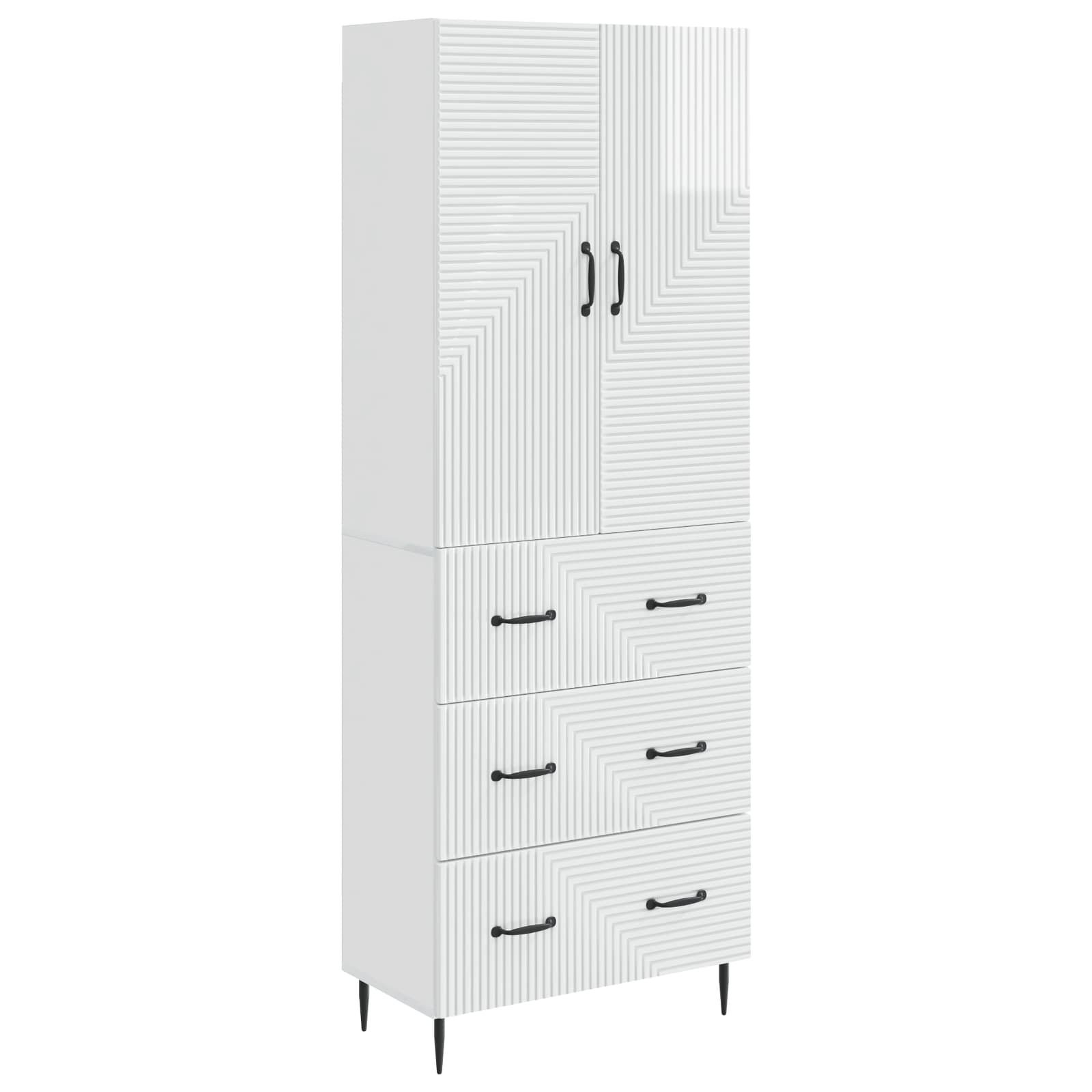 Spintelė 2 pcs Itin blizgi balta 66 x 34,5 x 90 cm