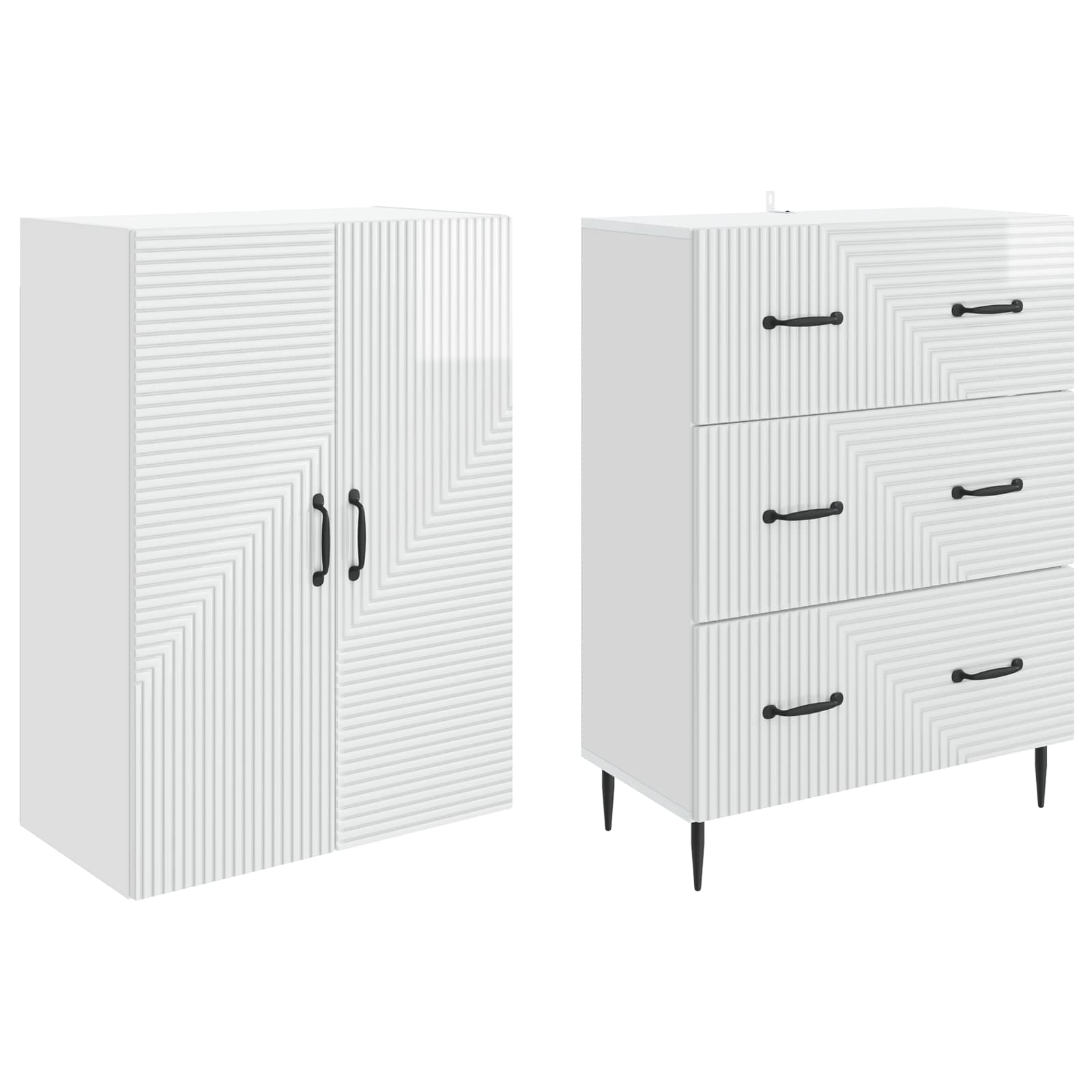 Spintelė 2 pcs Itin blizgi balta 66 x 34,5 x 90 cm