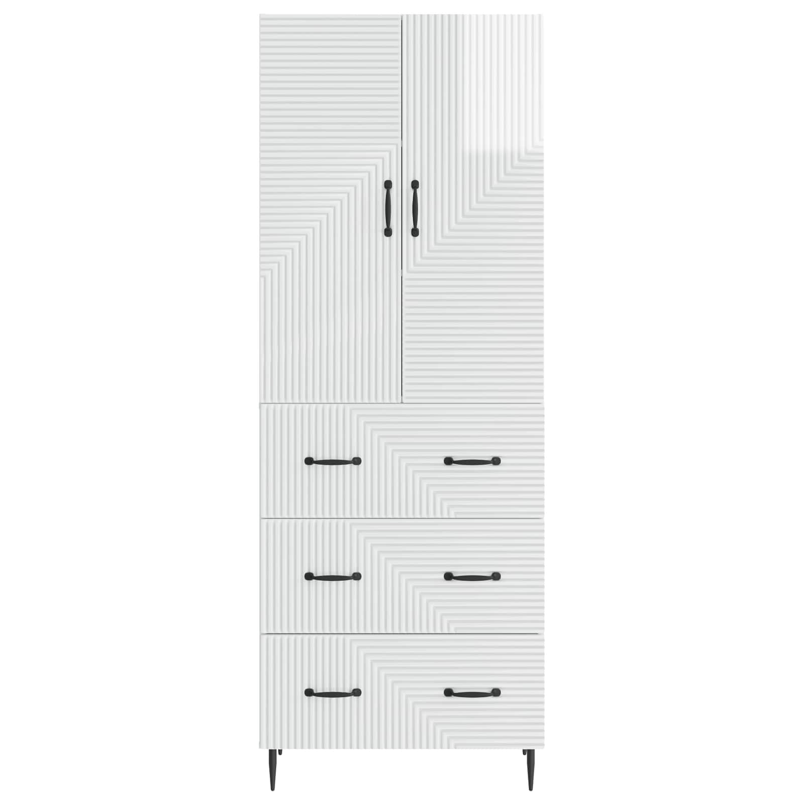 Spintelė 2 pcs Itin blizgi balta 66 x 34,5 x 90 cm