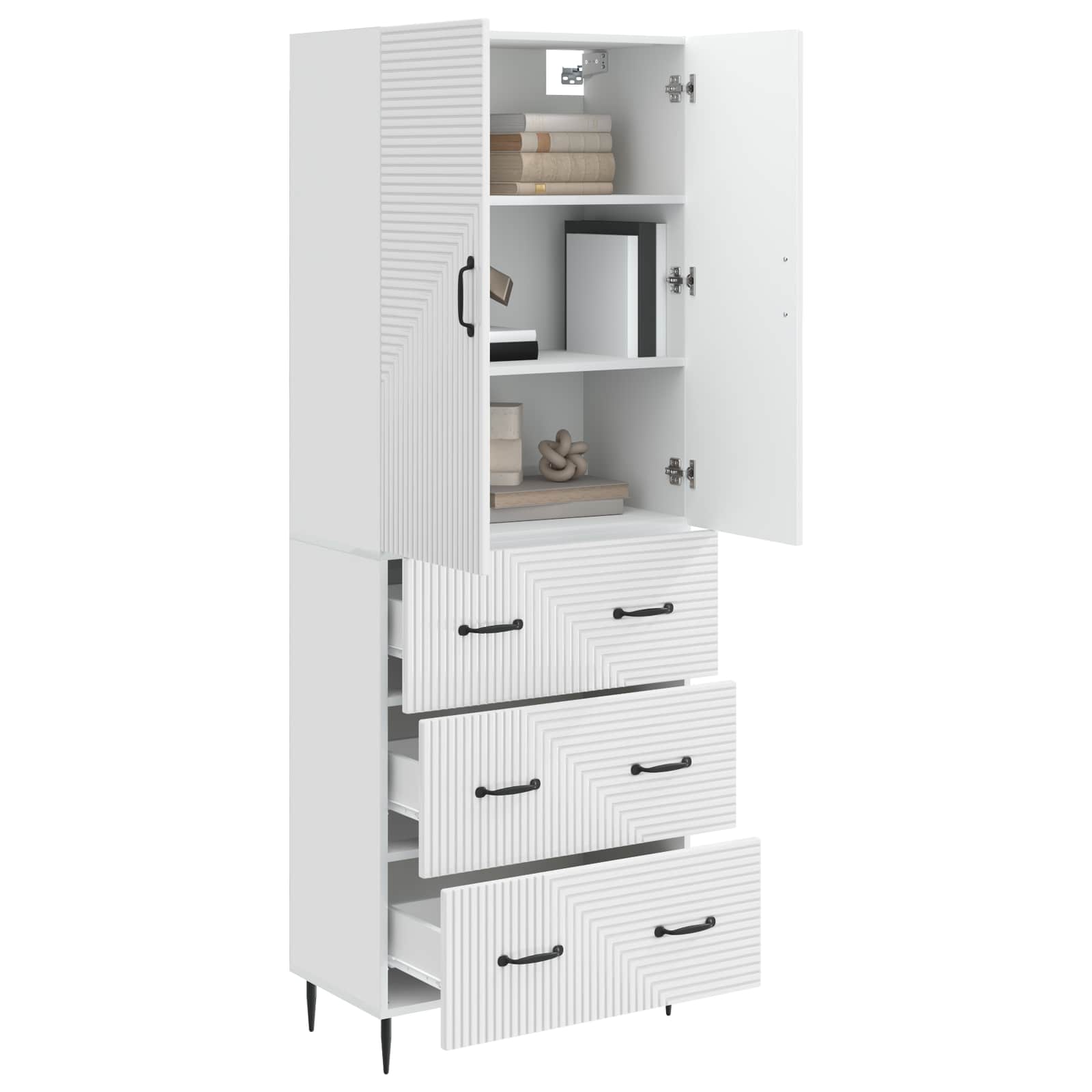 Spintelė 2 pcs Itin blizgi balta 66 x 34,5 x 90 cm