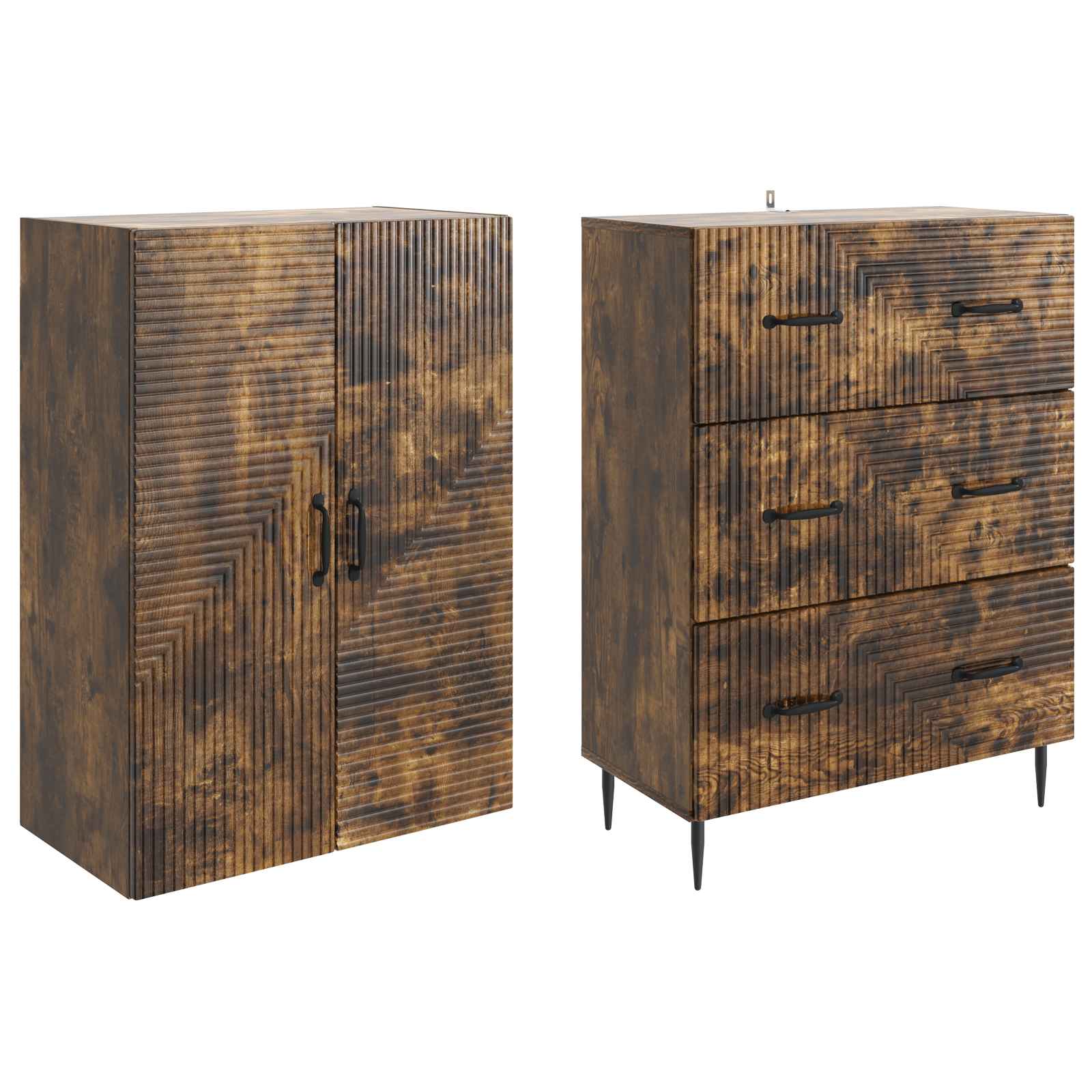 Spintelė 2 pcs Dūminio ąžuolo 66 x 34,5 x 90 cm