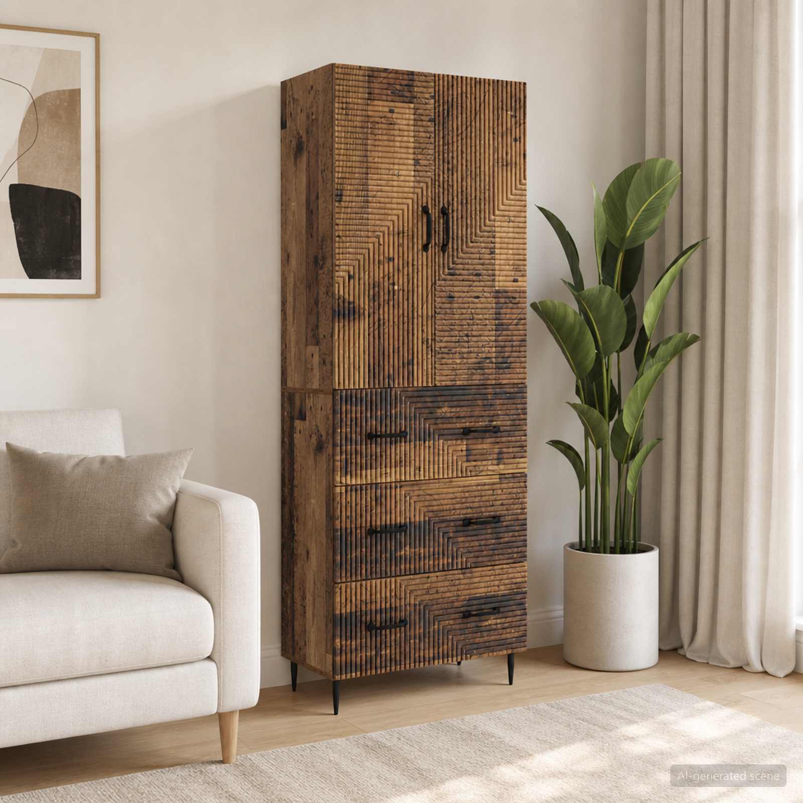 Spintelė 2 pcs Sendintos medienos 66 x 34,5 x 90 cm