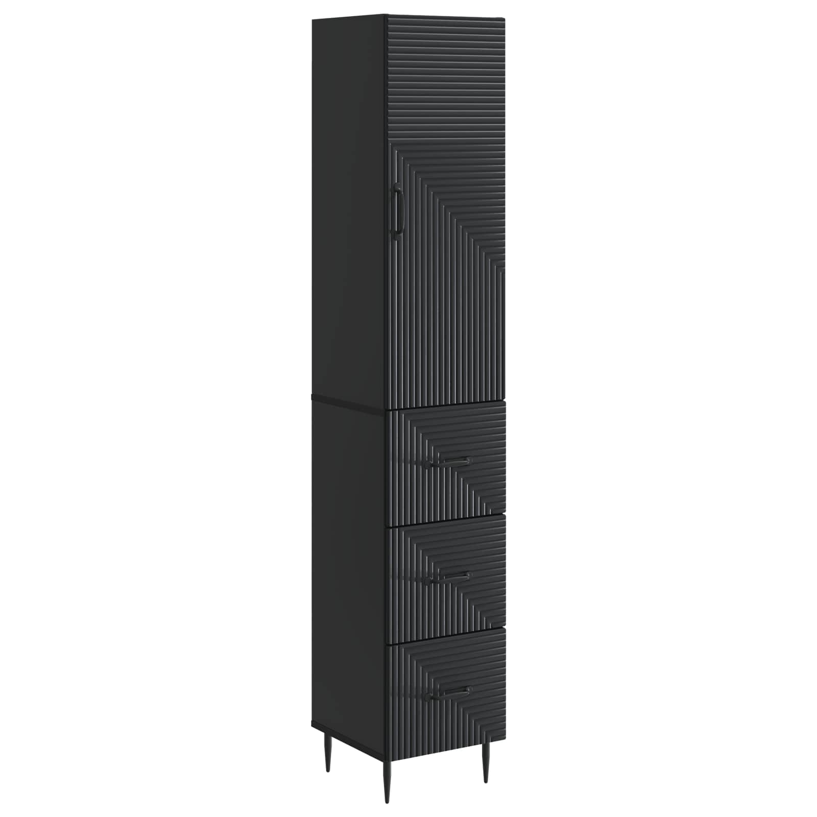 Spintelė 2 pcs Juoda 33 x 34,5 x 90 cm Apdirbta mediena