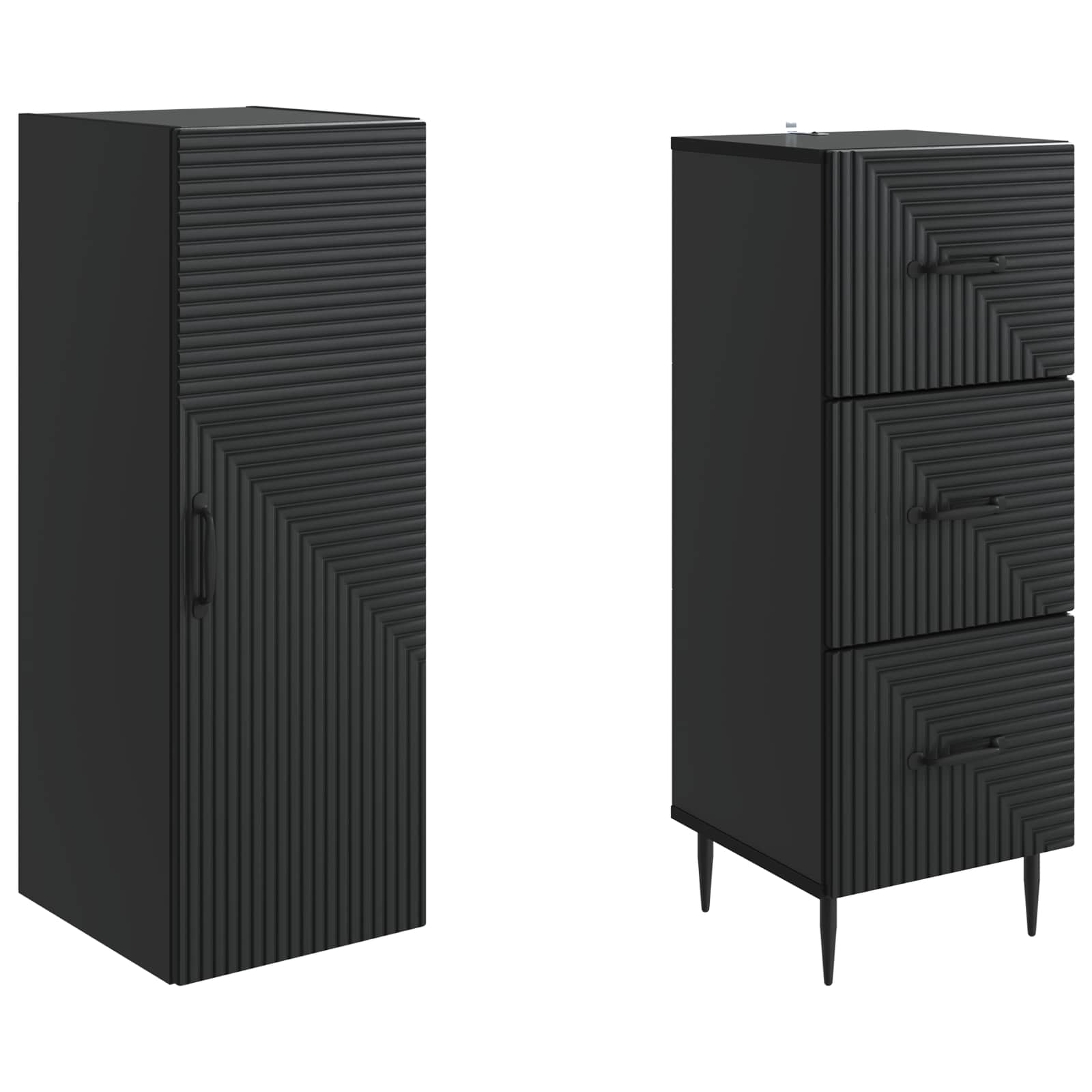Spintelė 2 pcs Juoda 33 x 34,5 x 90 cm Apdirbta mediena