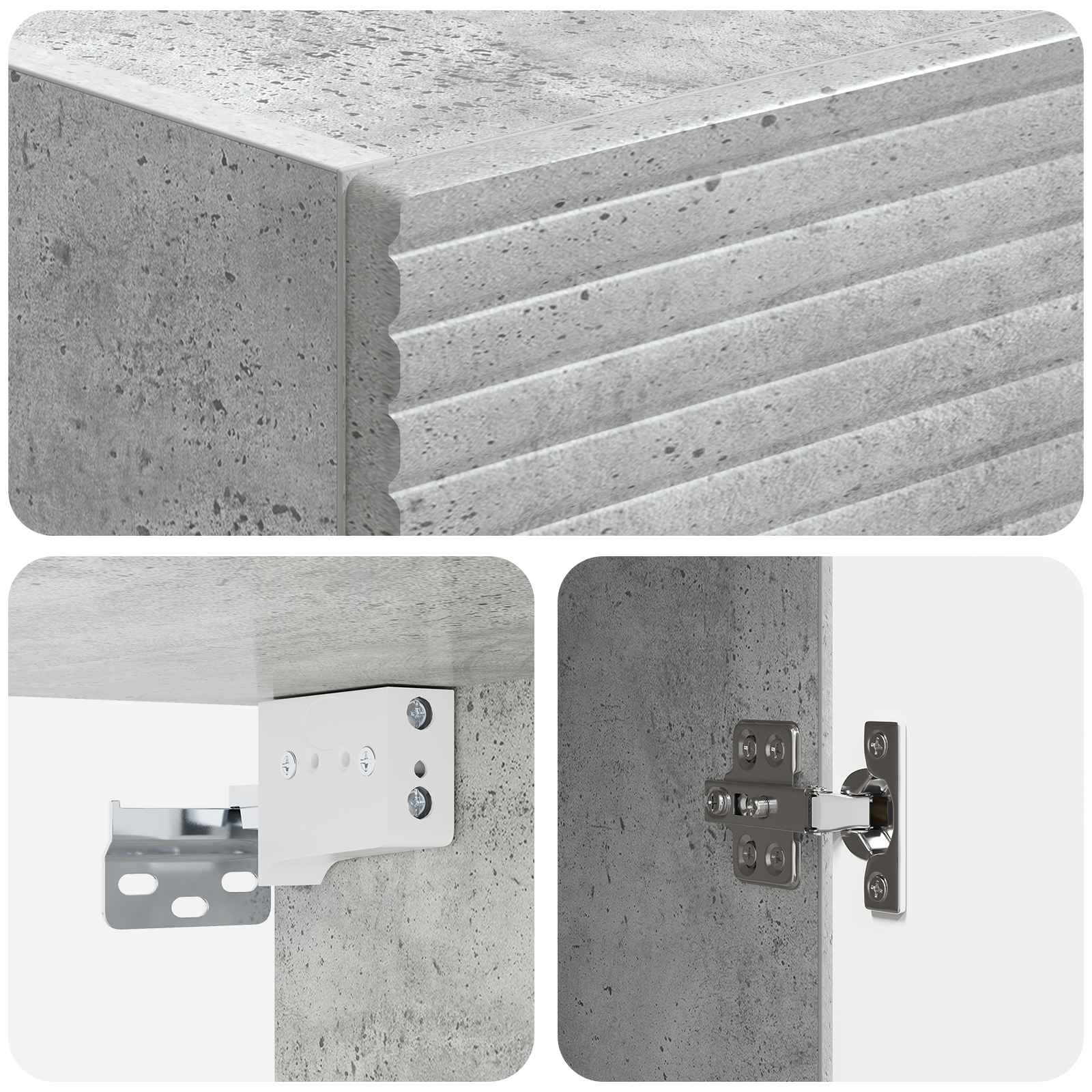 Spintelė 2 pcs Betono pilka 33 x 34,5 x 90 cm Apdirbta mediena