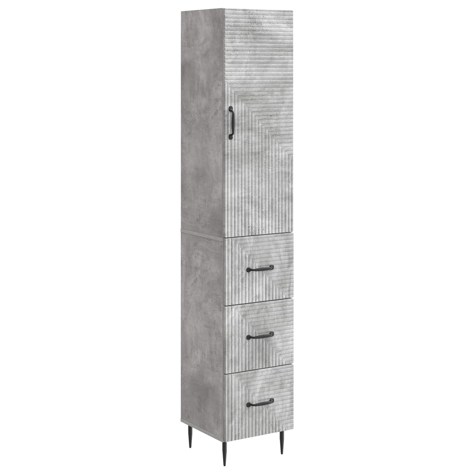 Spintelė 2 pcs Betono pilka 33 x 34,5 x 90 cm Apdirbta mediena