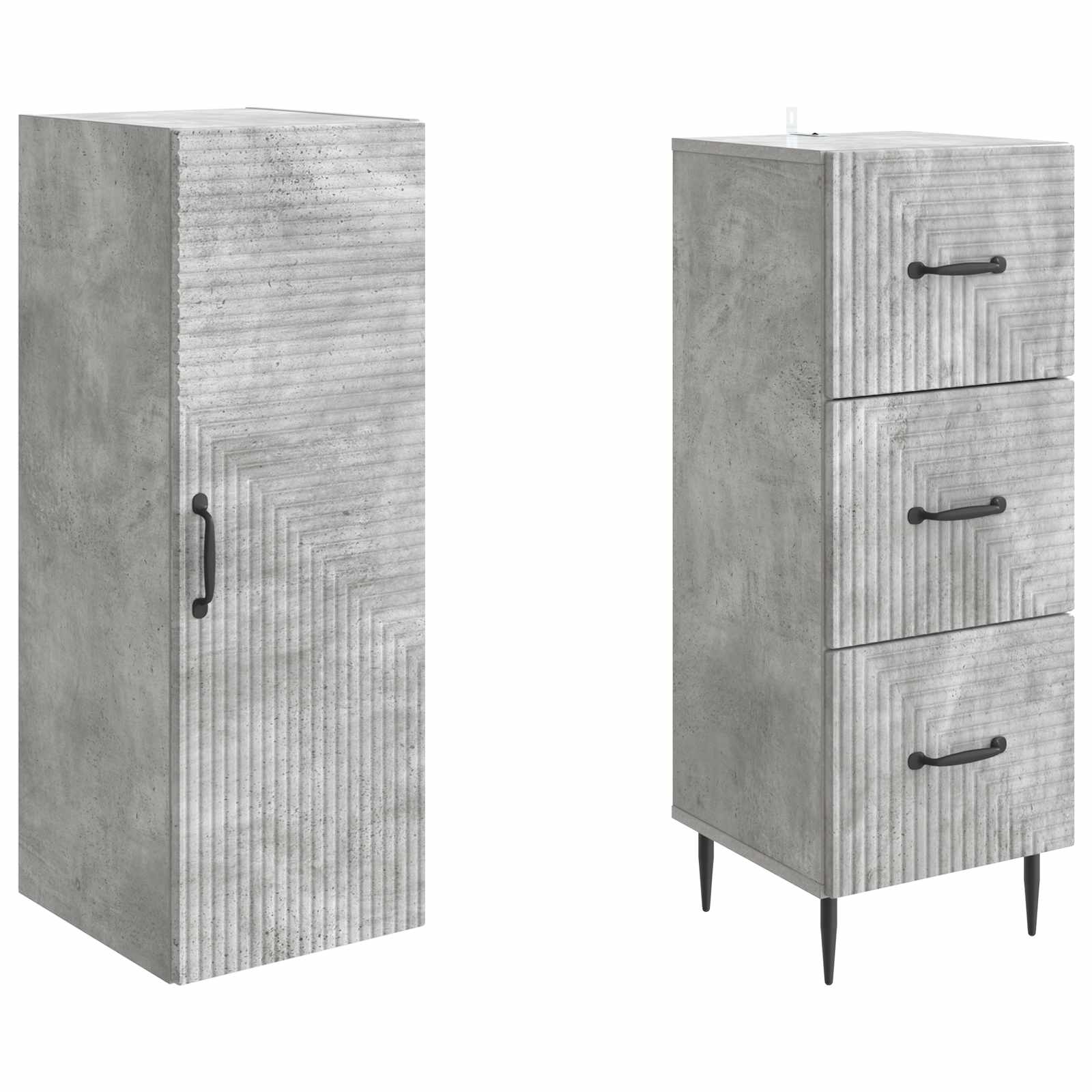 Spintelė 2 pcs Betono pilka 33 x 34,5 x 90 cm Apdirbta mediena
