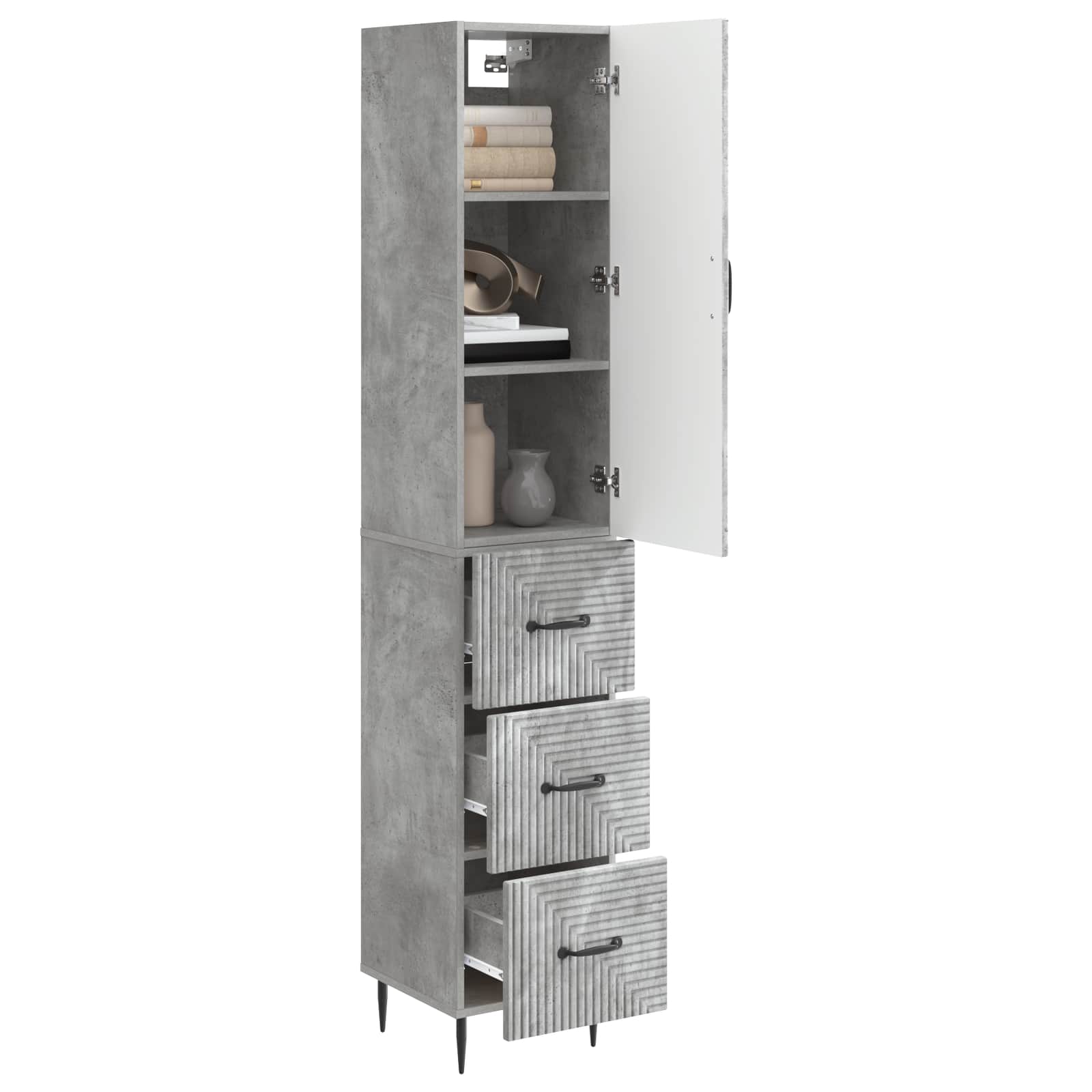 Spintelė 2 pcs Betono pilka 33 x 34,5 x 90 cm Apdirbta mediena
