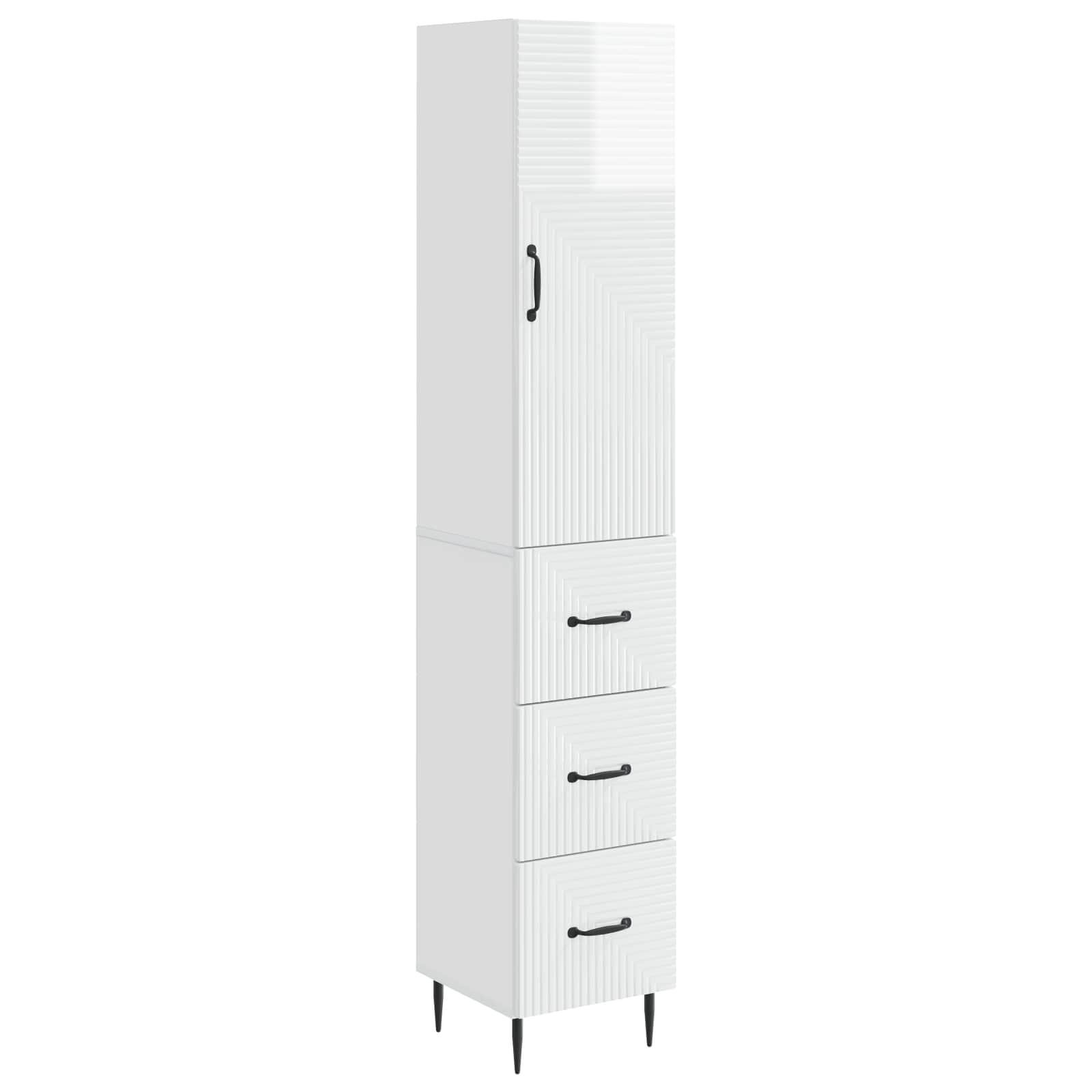 Spintelė 2 pcs Itin blizgi balta 33 x 34,5 x 90 cm