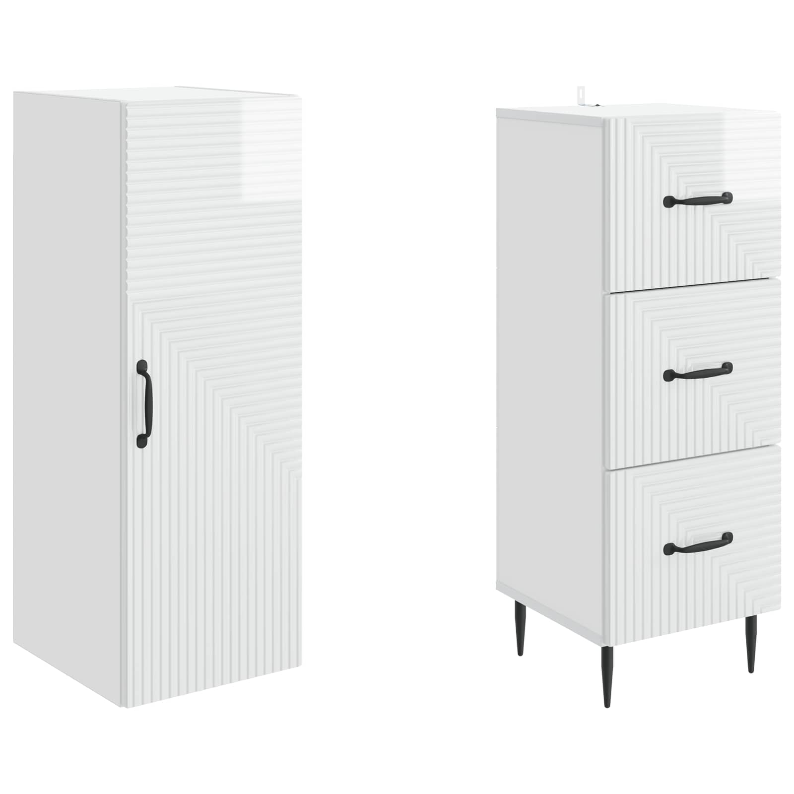Spintelė 2 pcs Itin blizgi balta 33 x 34,5 x 90 cm