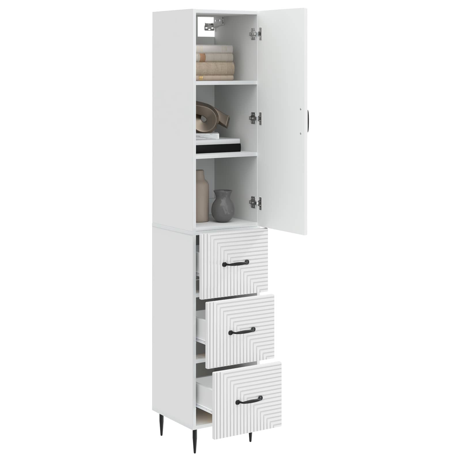 Spintelė 2 pcs Itin blizgi balta 33 x 34,5 x 90 cm