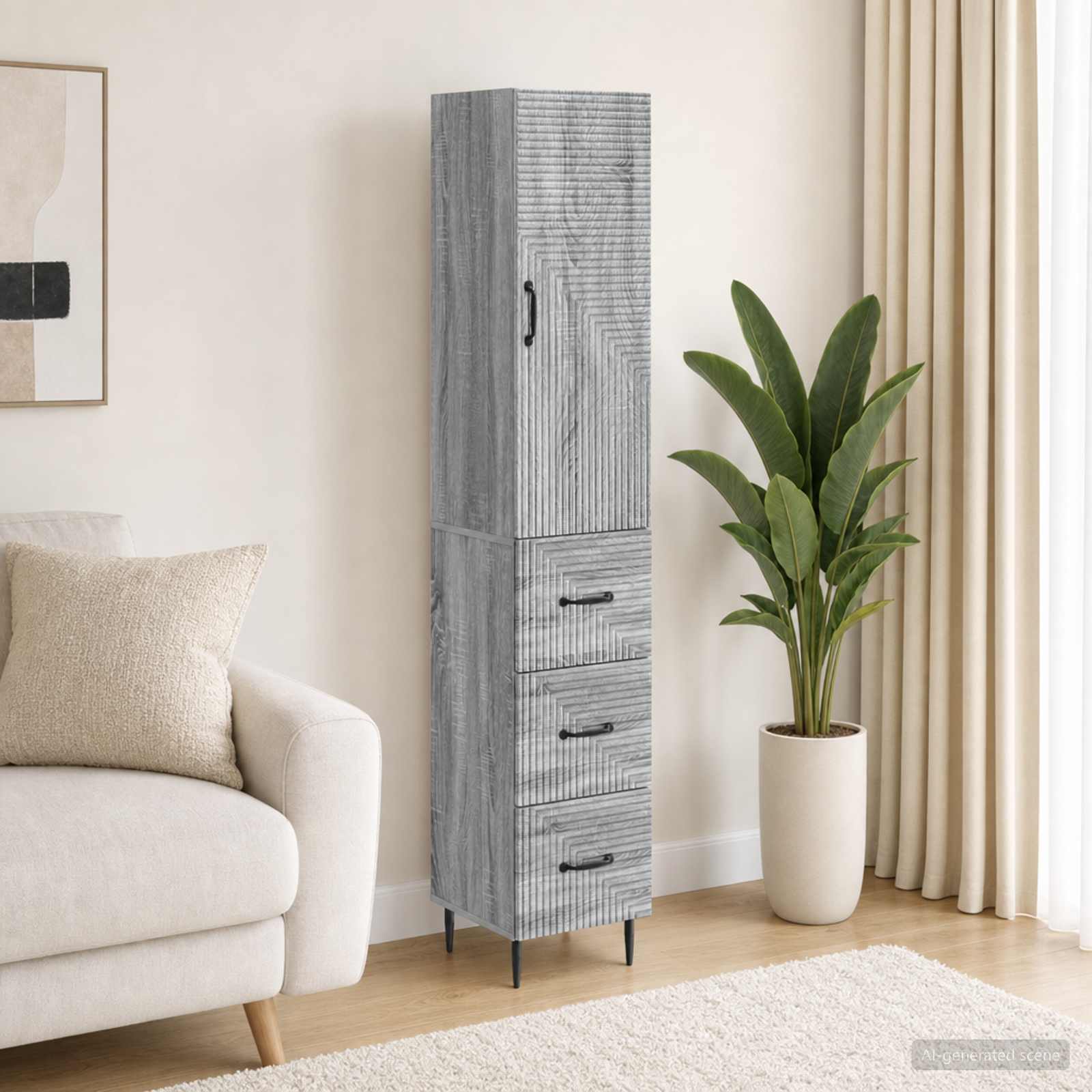 Spintelė 2 pcs Pilka Sonoma 33 x 34,5 x 90 cm Apdirbta mediena