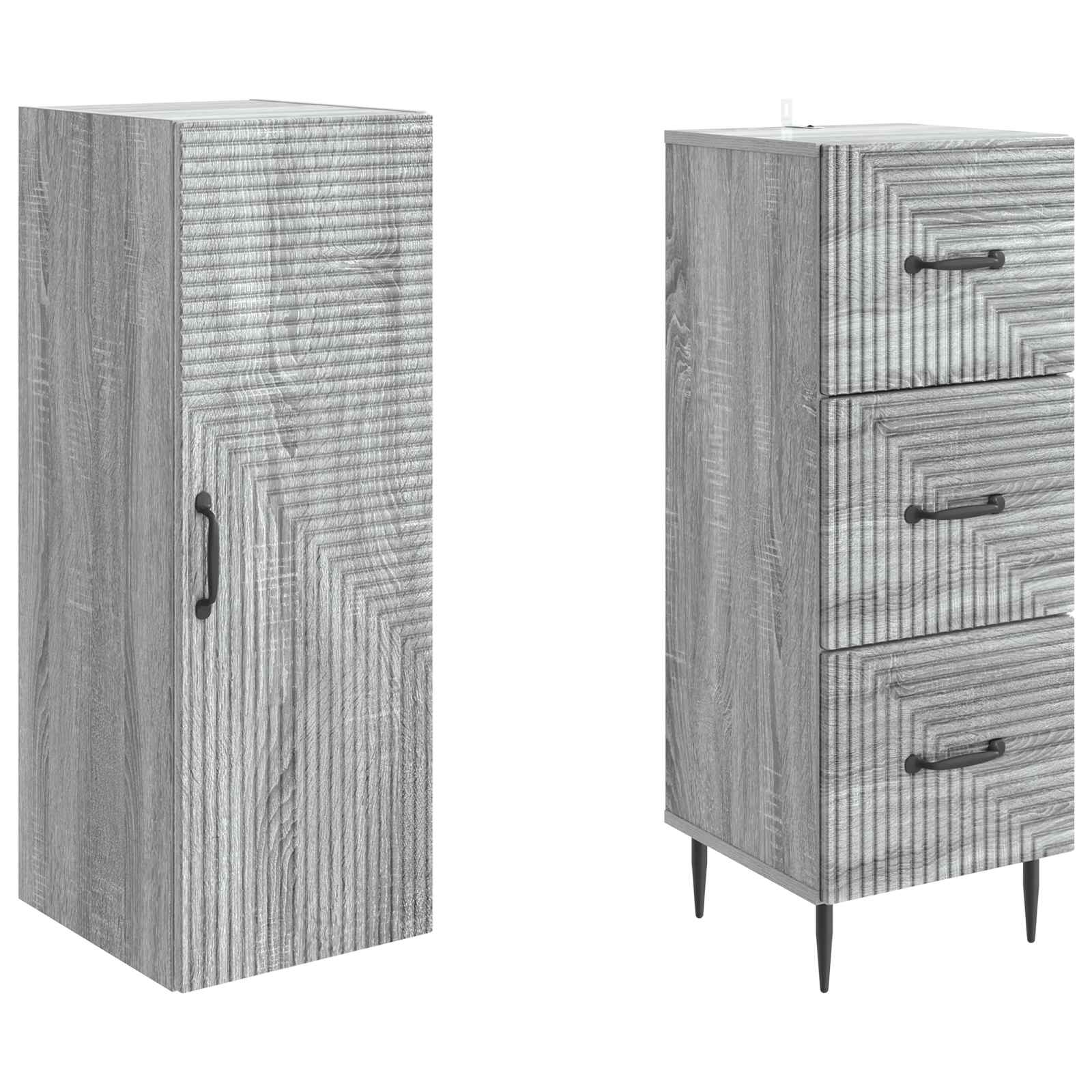 Spintelė 2 pcs Pilka Sonoma 33 x 34,5 x 90 cm Apdirbta mediena