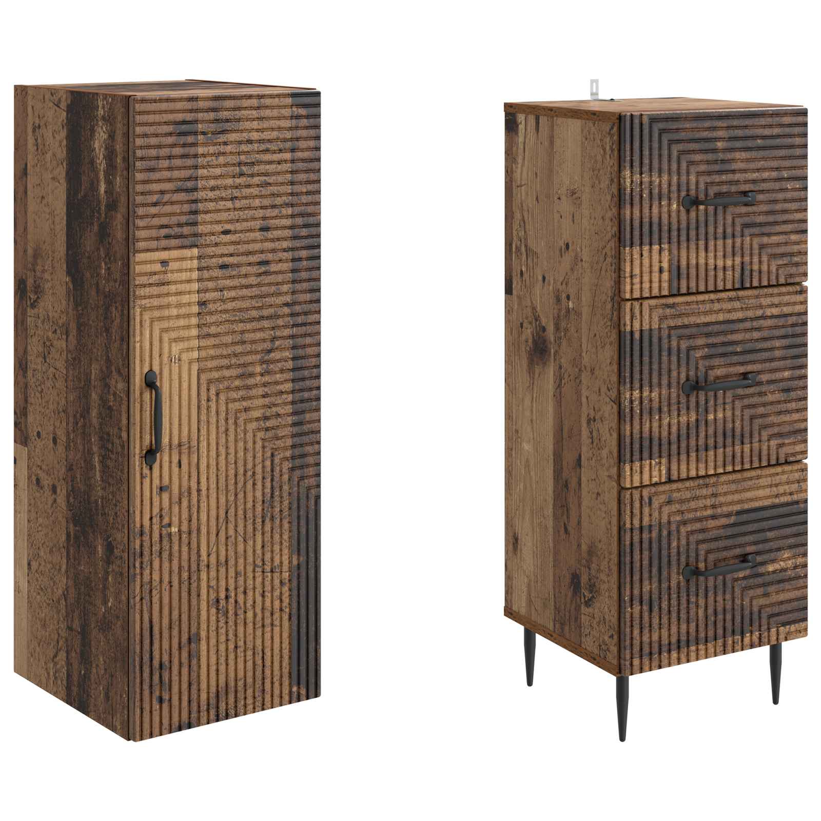 Spintelė 2 pcs Sendintos medienos 33 x 34,5 x 90 cm