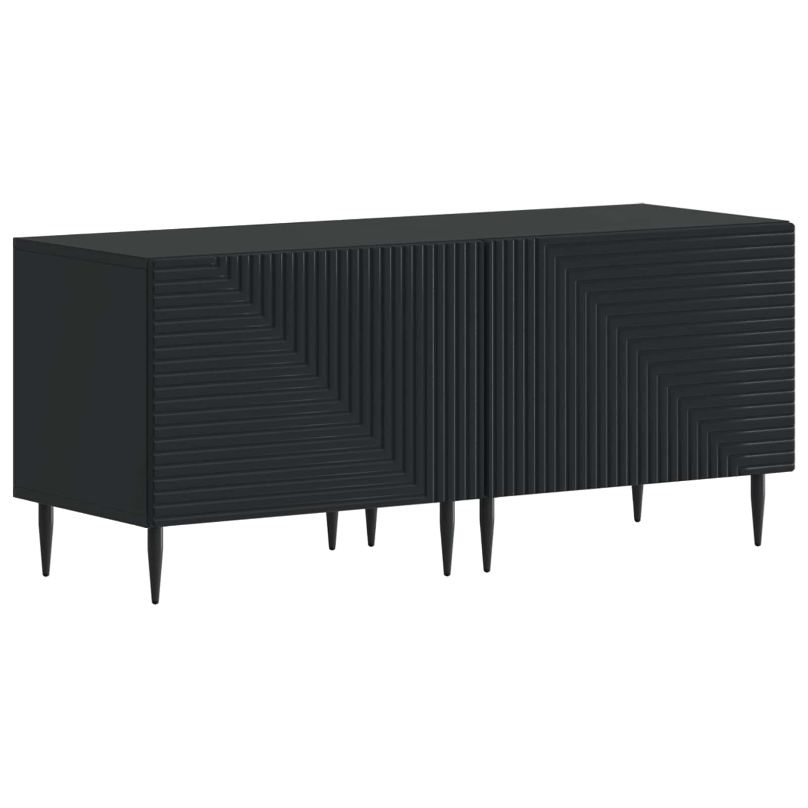 3 dalių LED televizoriaus spintelė Juoda Apdirbta mediena