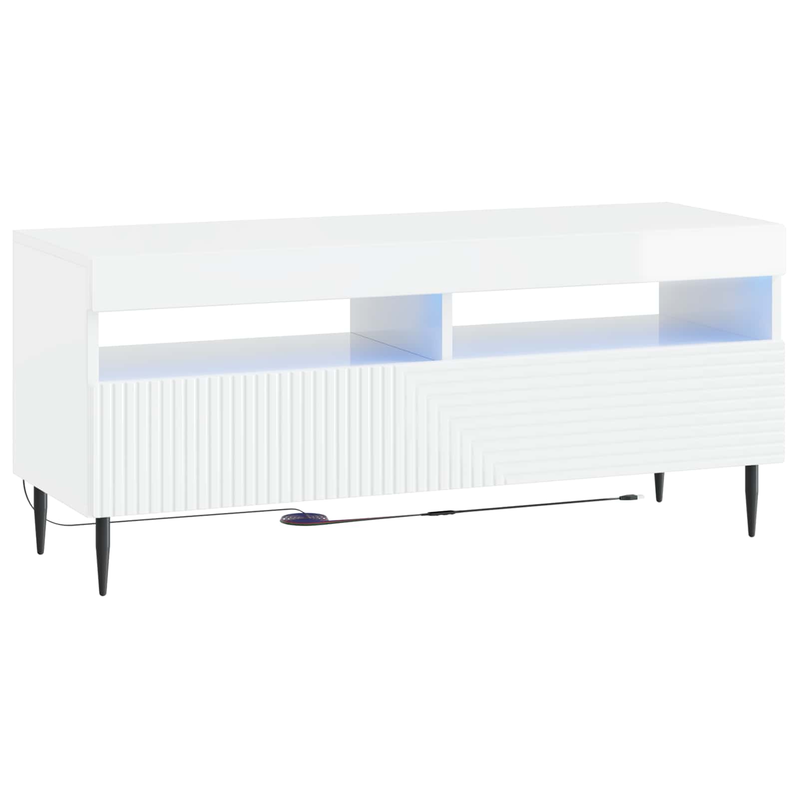 3 dalių LED televizoriaus spintelė Itin blizgi balta