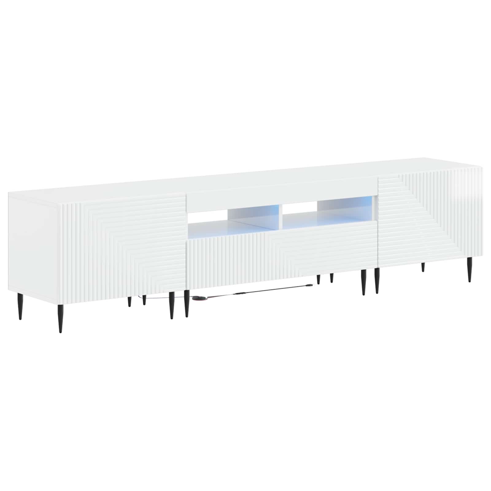 3 dalių LED televizoriaus spintelė Itin blizgi balta