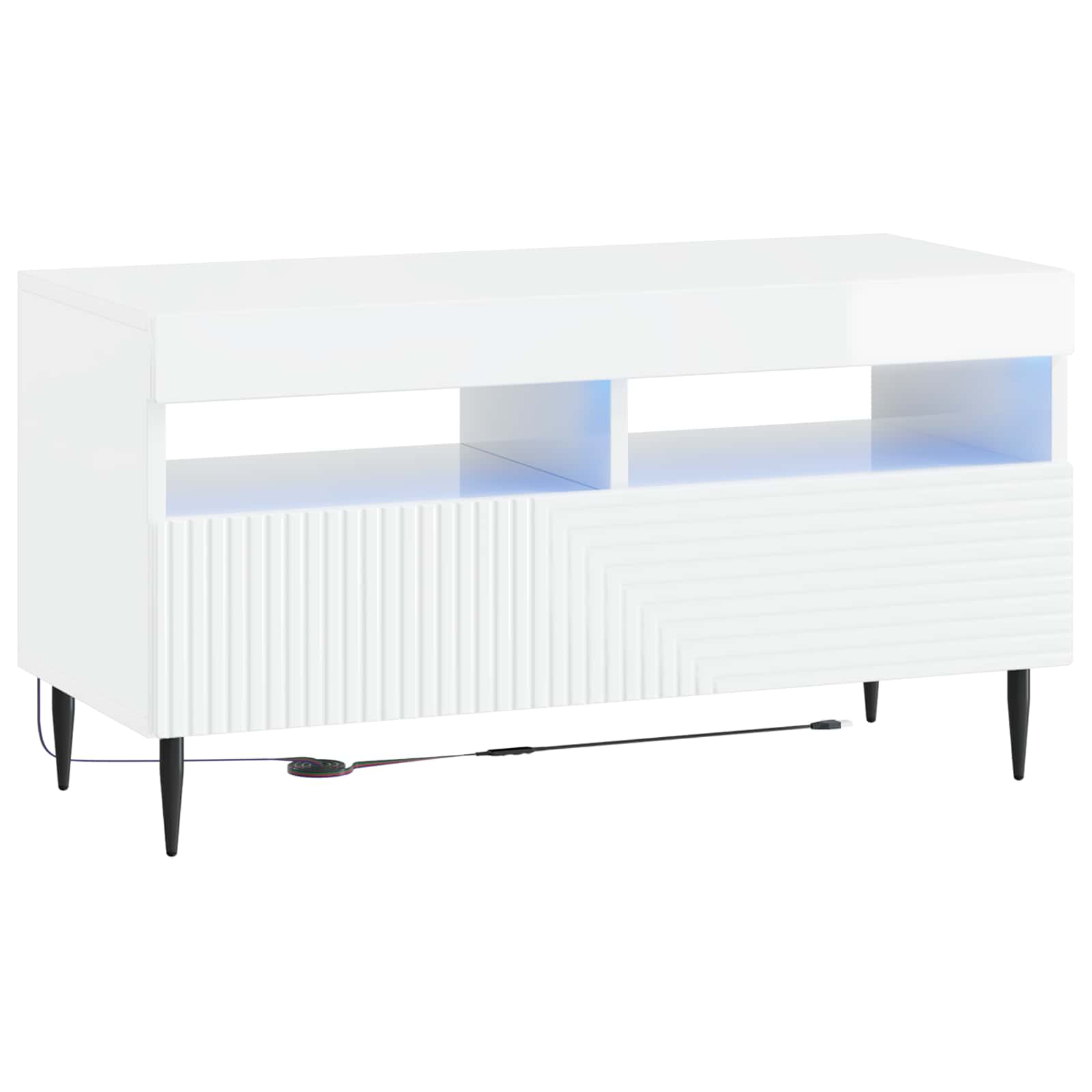 3 dalių LED televizoriaus spintelė Itin blizgi balta