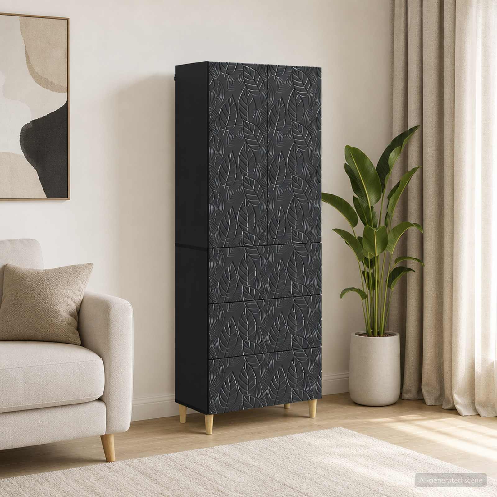 Spintelė 2 pcs Juoda 66 x 34,5 x 90 cm Apdirbta mediena