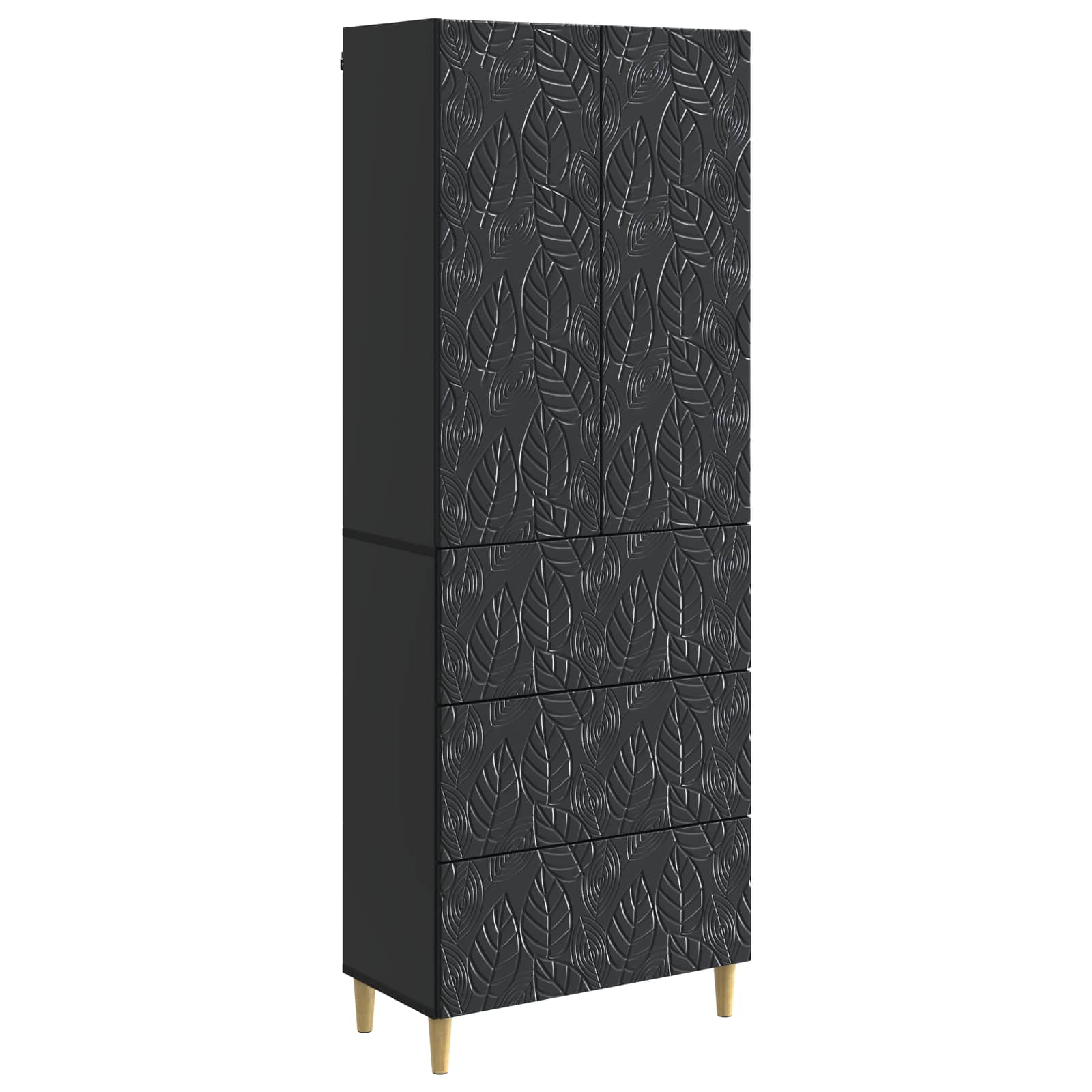 Spintelė 2 pcs Juoda 66 x 34,5 x 90 cm Apdirbta mediena