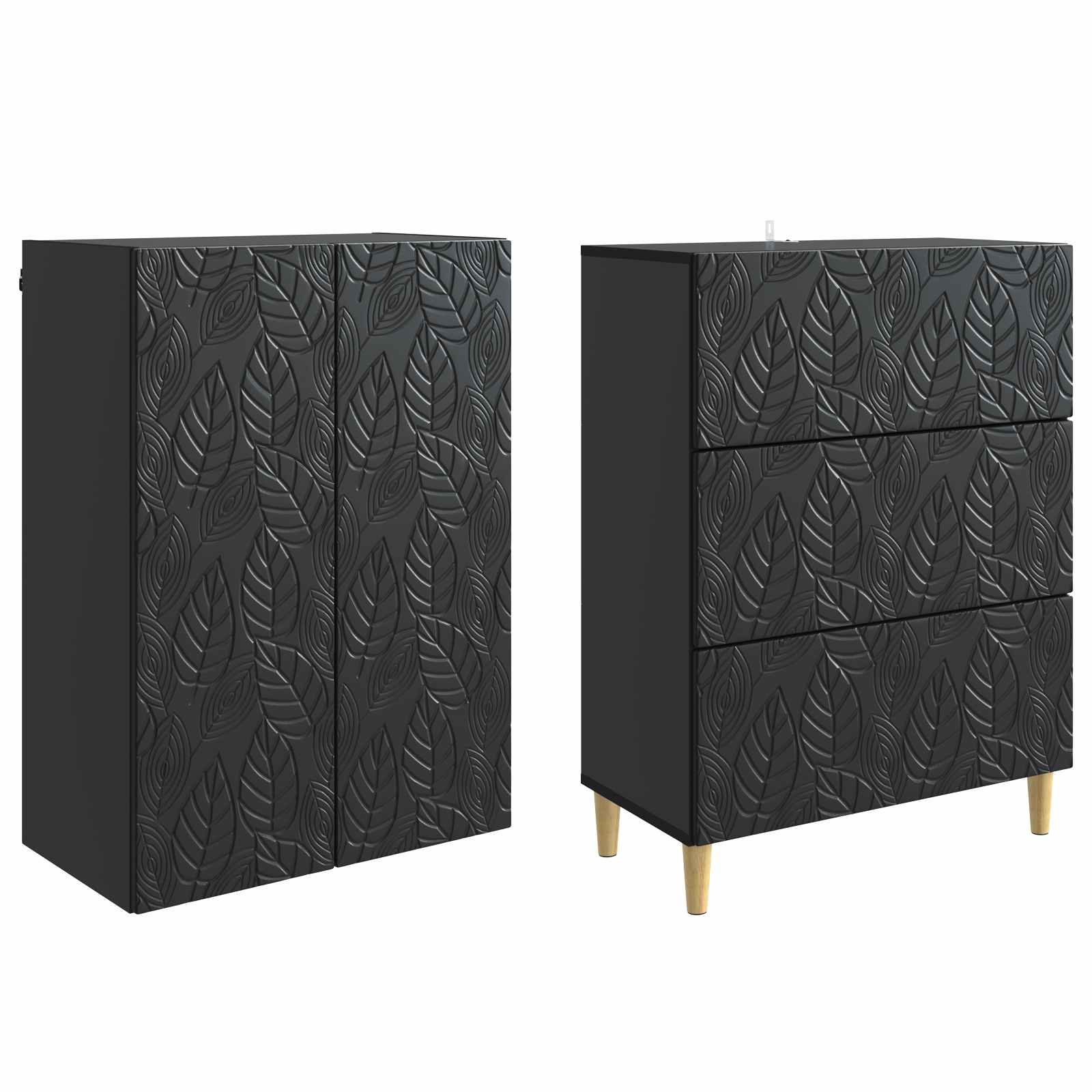 Spintelė 2 pcs Juoda 66 x 34,5 x 90 cm Apdirbta mediena