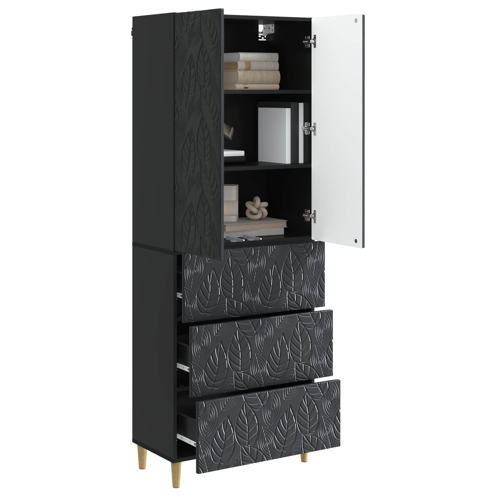 Spintelė 2 pcs Juoda 66 x 34,5 x 90 cm Apdirbta mediena