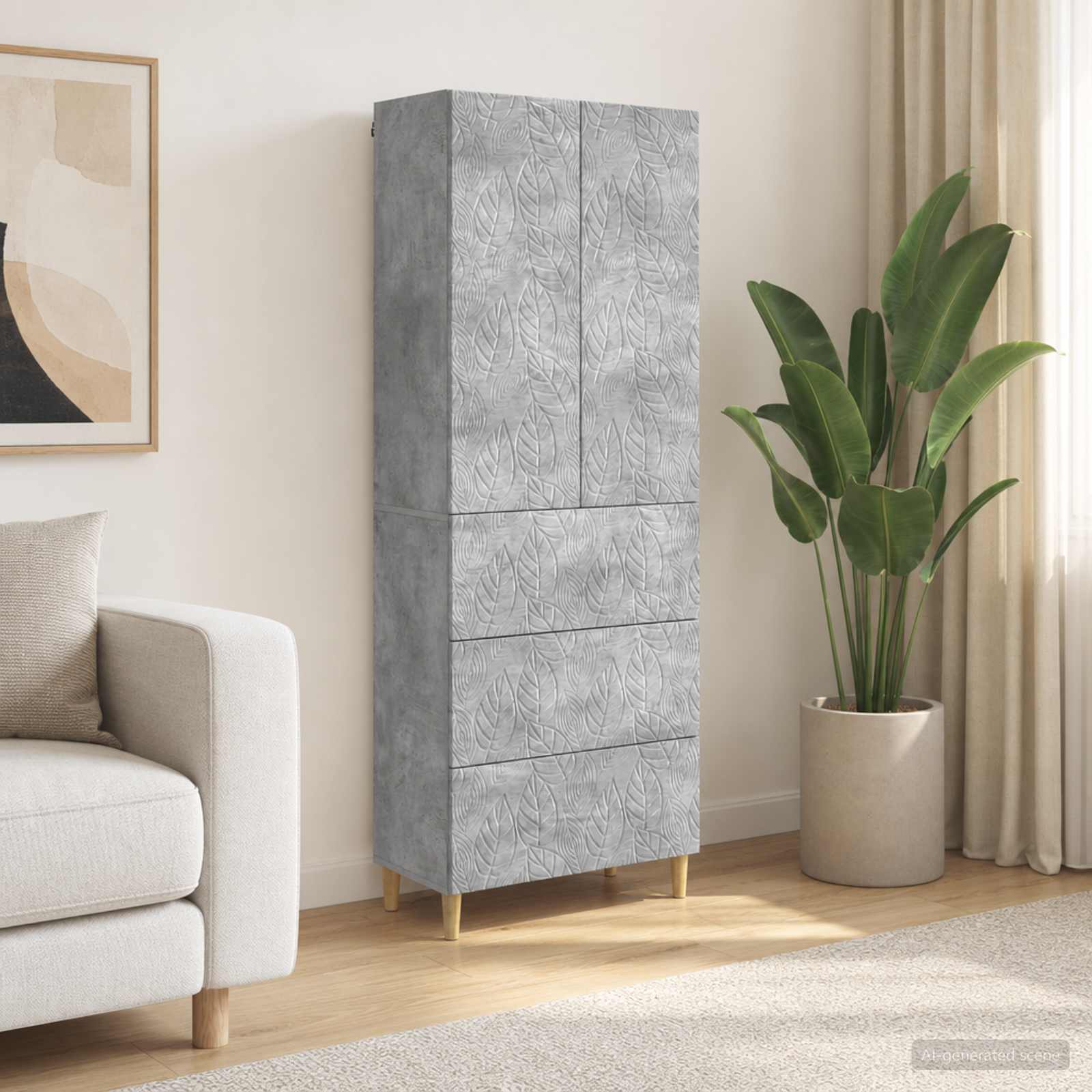 Spintelė 2 pcs Betono pilka 66 x 34,5 x 90 cm Apdirbta mediena