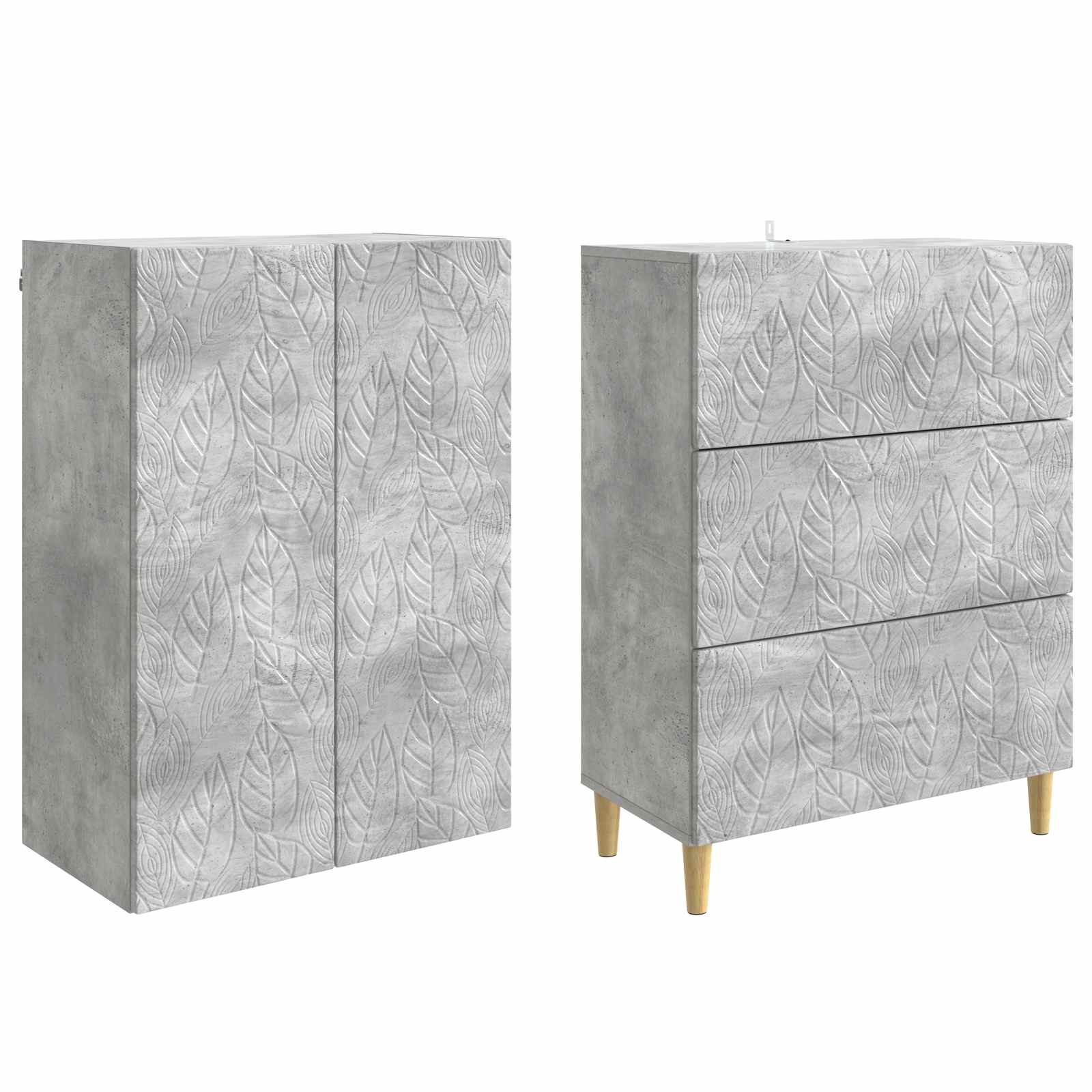 Spintelė 2 pcs Betono pilka 66 x 34,5 x 90 cm Apdirbta mediena
