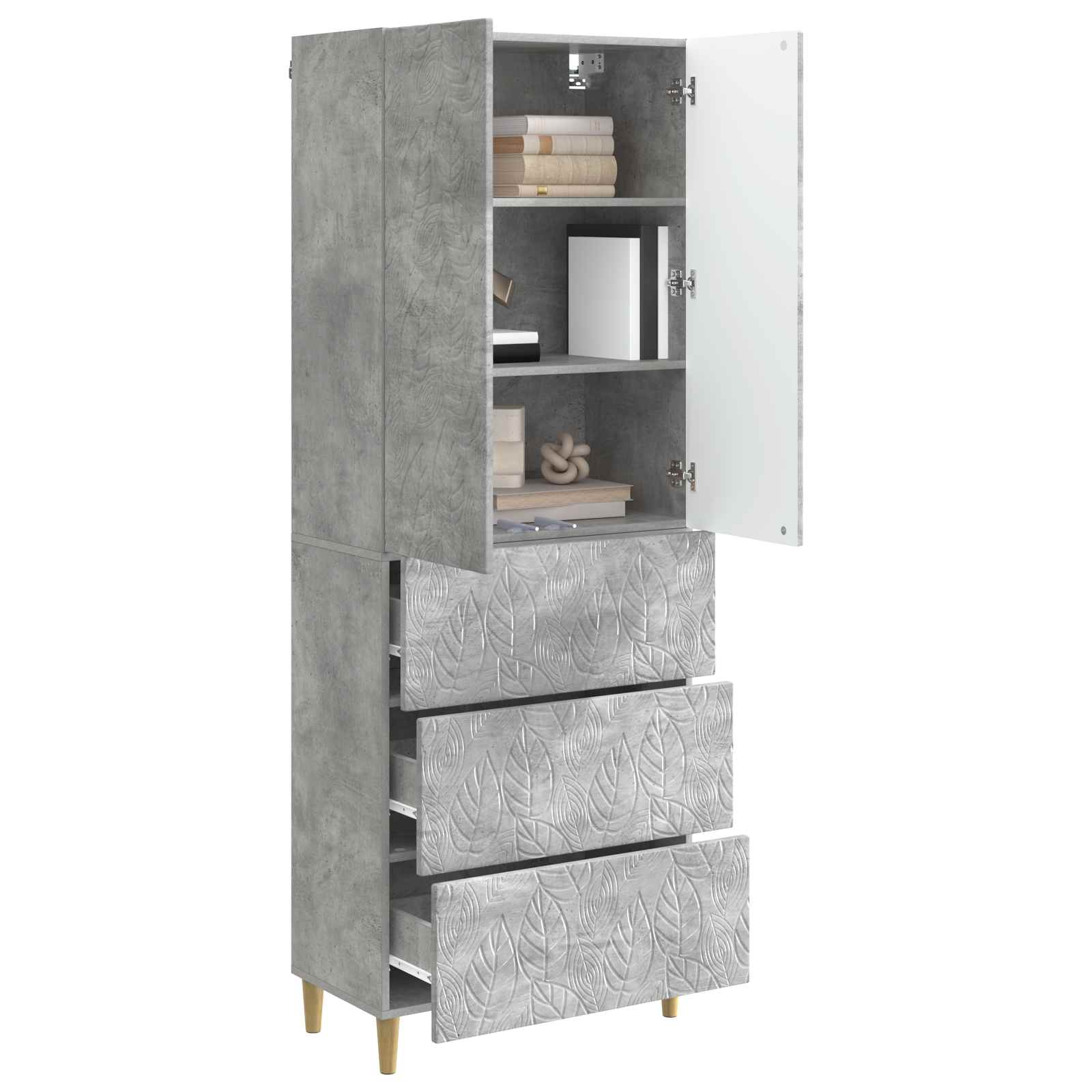 Spintelė 2 pcs Betono pilka 66 x 34,5 x 90 cm Apdirbta mediena