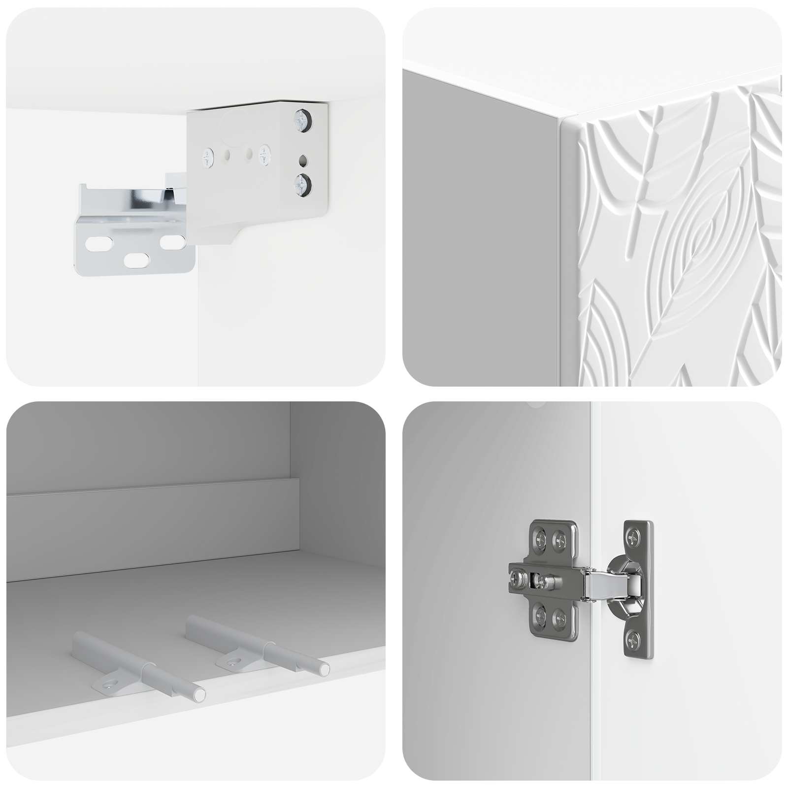 Spintelė 2 pcs Itin blizgi balta 66 x 34,5 x 90 cm