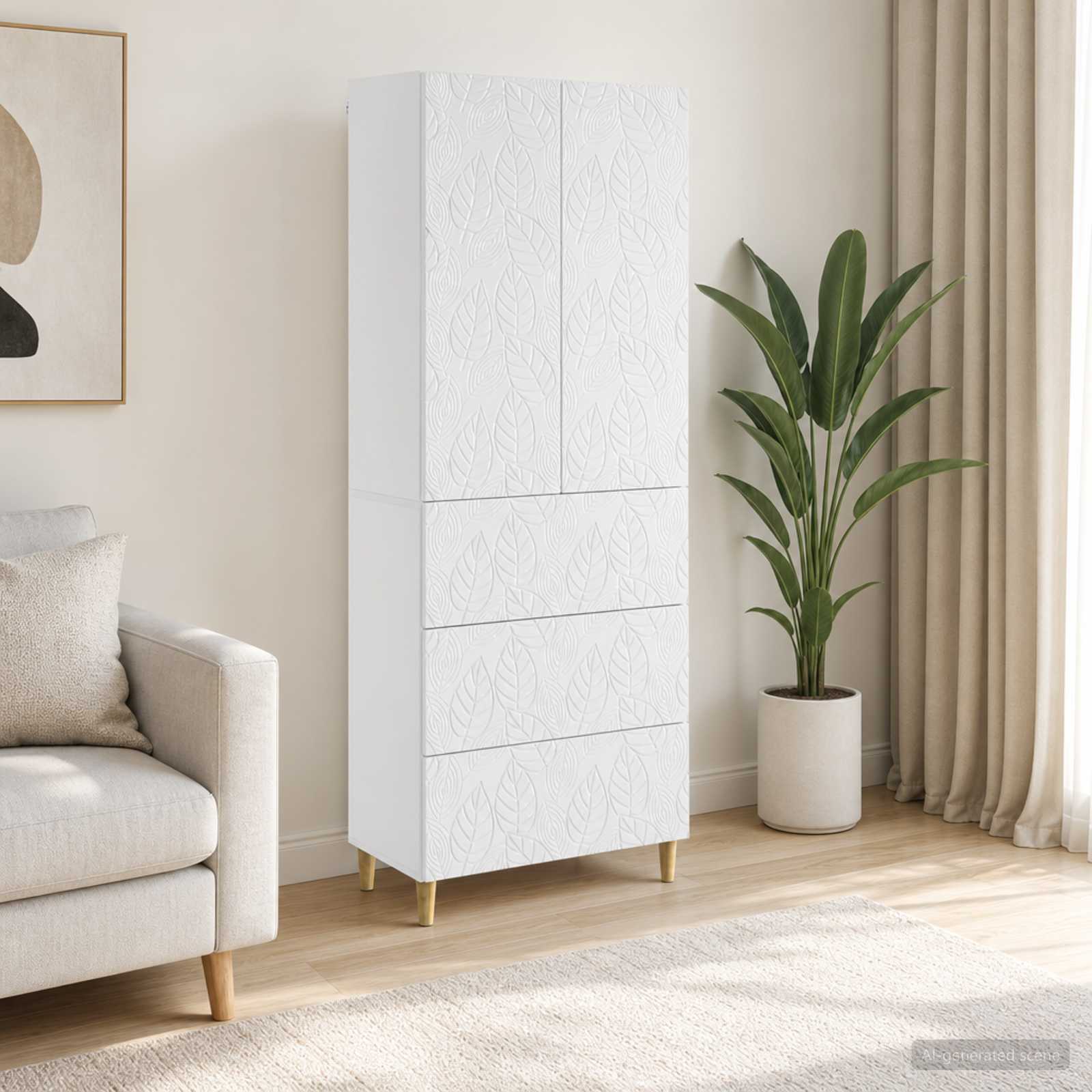 Spintelė 2 pcs Itin blizgi balta 66 x 34,5 x 90 cm