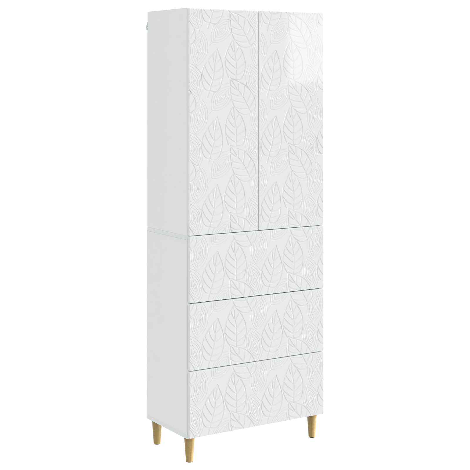 Spintelė 2 pcs Itin blizgi balta 66 x 34,5 x 90 cm