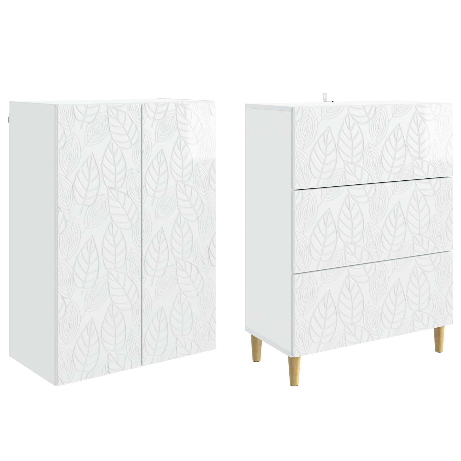 Spintelė 2 pcs Itin blizgi balta 66 x 34,5 x 90 cm