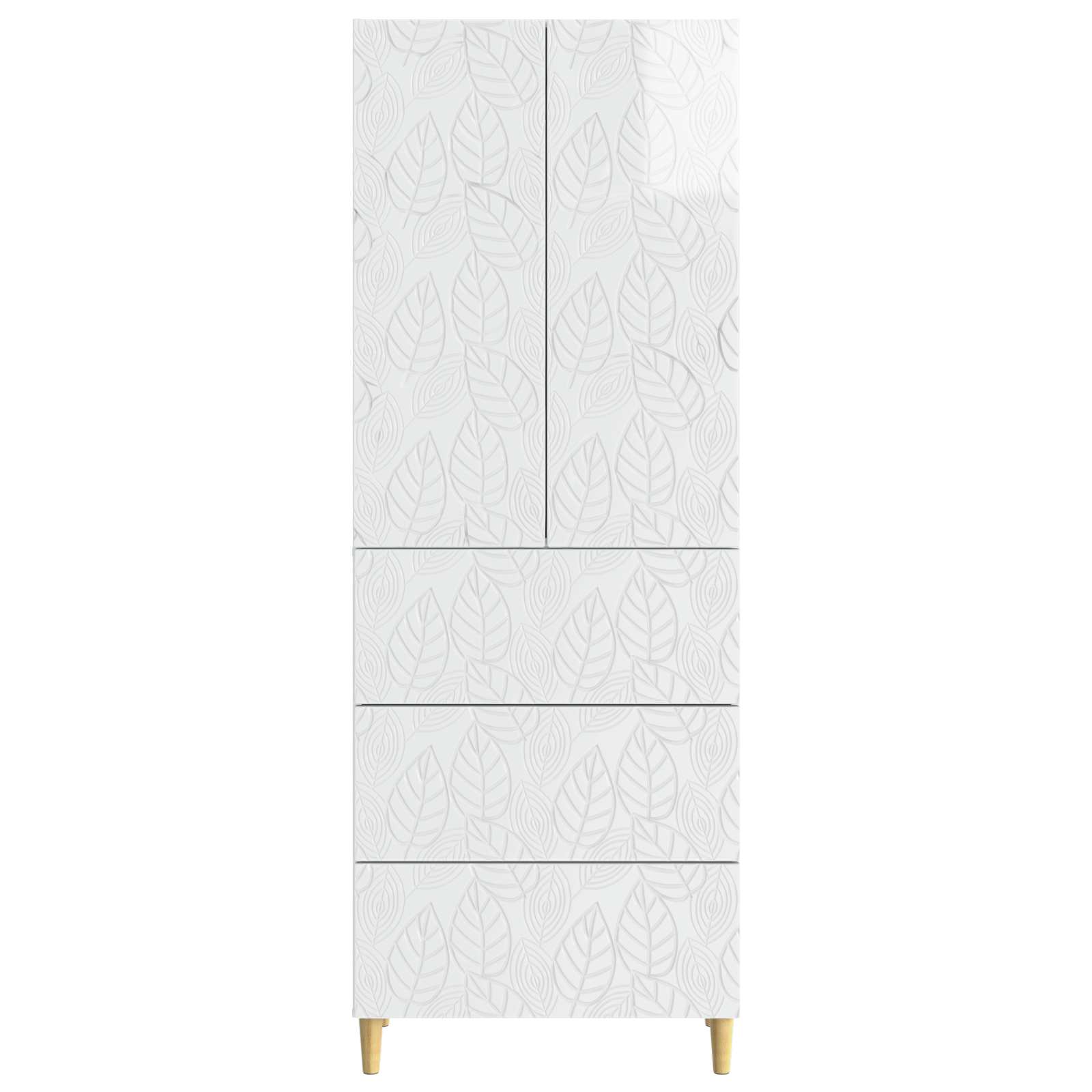 Spintelė 2 pcs Itin blizgi balta 66 x 34,5 x 90 cm