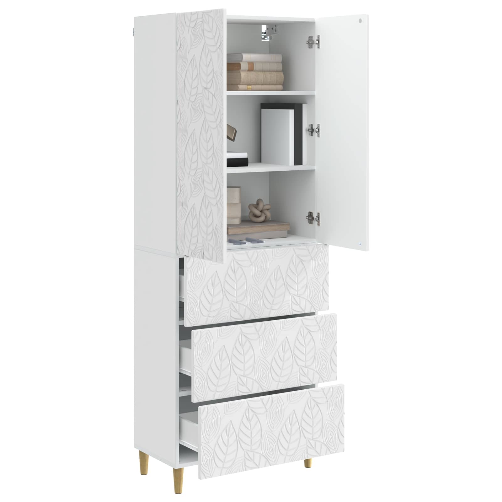 Spintelė 2 pcs Itin blizgi balta 66 x 34,5 x 90 cm