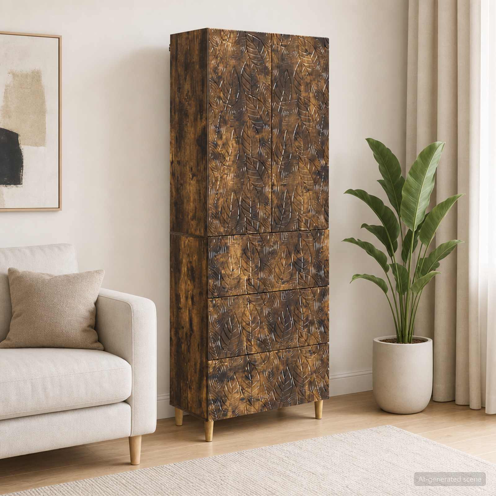 Spintelė 2 pcs Dūminio ąžuolo 66 x 34,5 x 90 cm