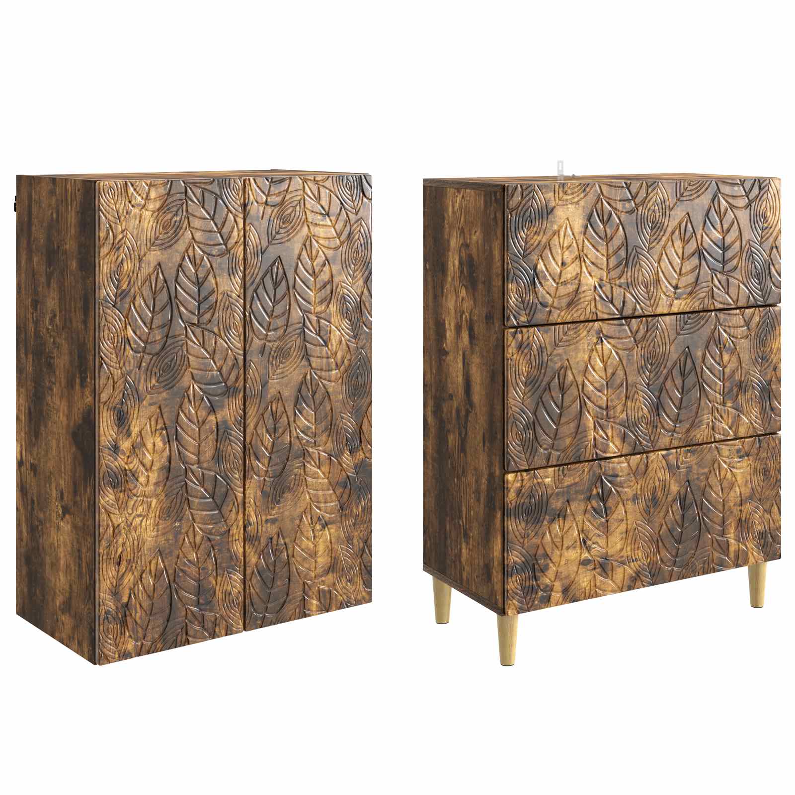 Spintelė 2 pcs Dūminio ąžuolo 66 x 34,5 x 90 cm