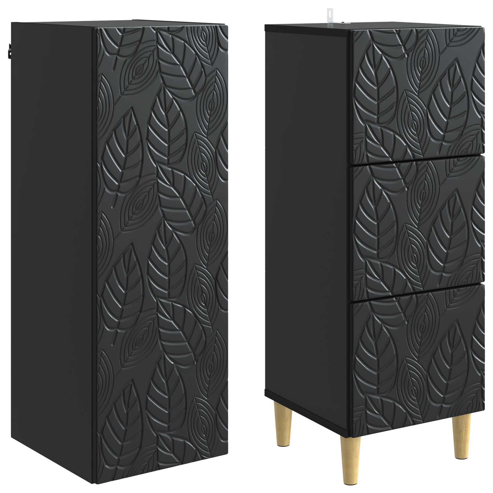 Spintelė 2 pcs Juoda 33 x 34,5 x 90 cm Apdirbta mediena