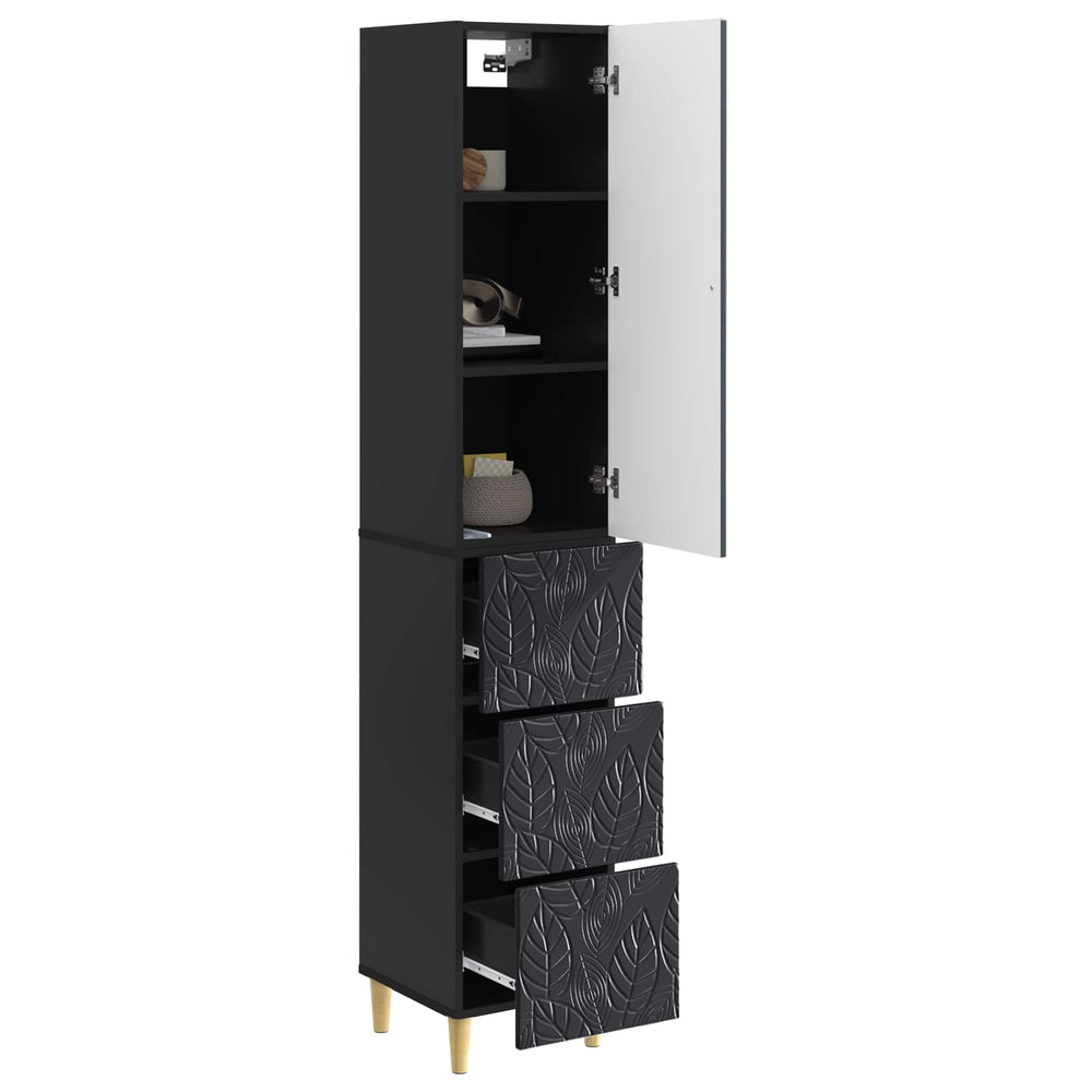 Spintelė 2 pcs Juoda 33 x 34,5 x 90 cm Apdirbta mediena