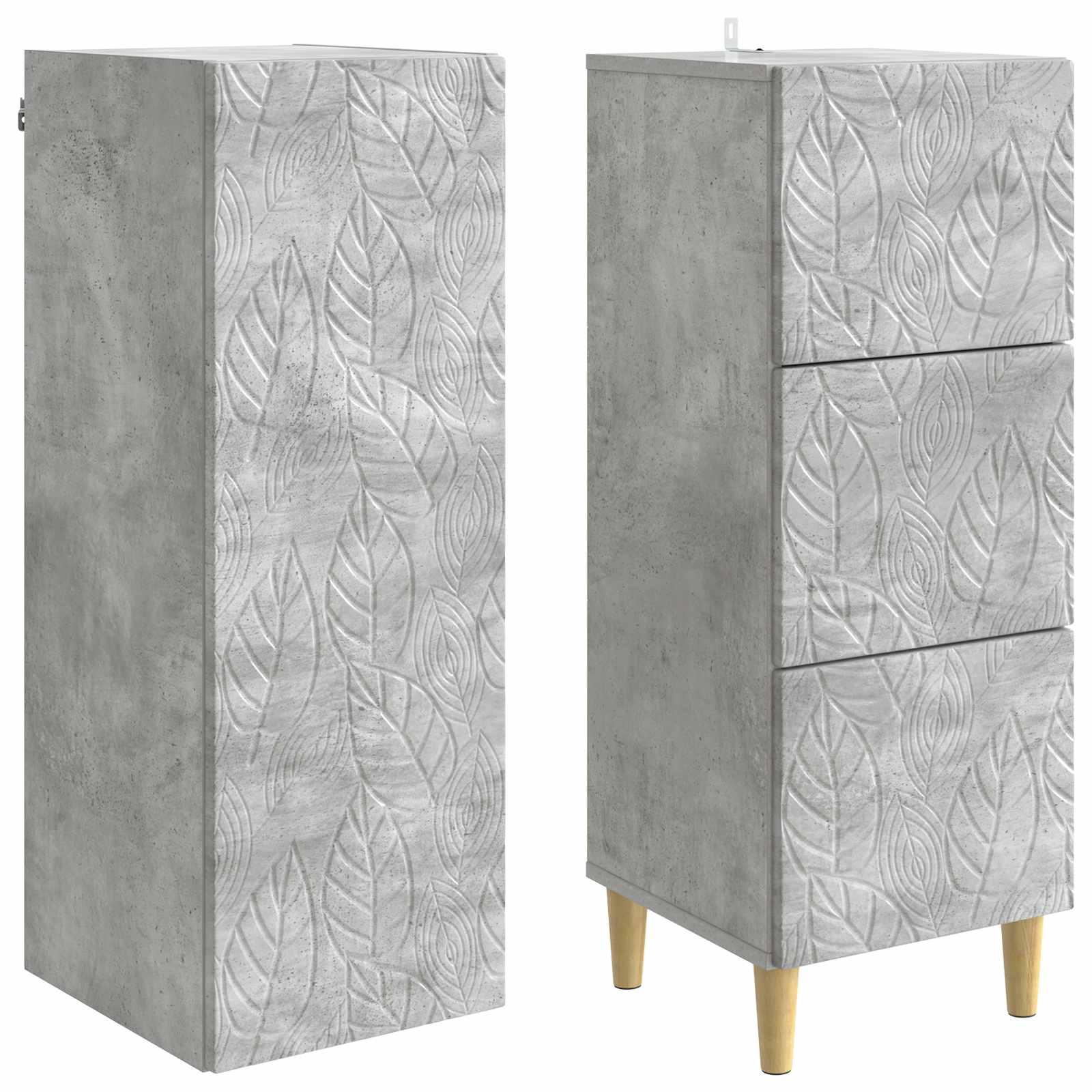 Spintelė 2 pcs Betono pilka 33 x 34,5 x 90 cm Apdirbta mediena