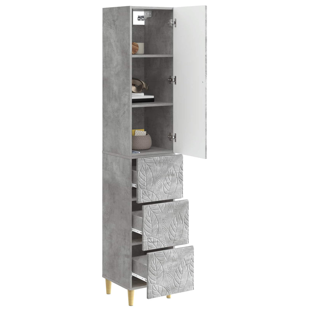 Spintelė 2 pcs Betono pilka 33 x 34,5 x 90 cm Apdirbta mediena
