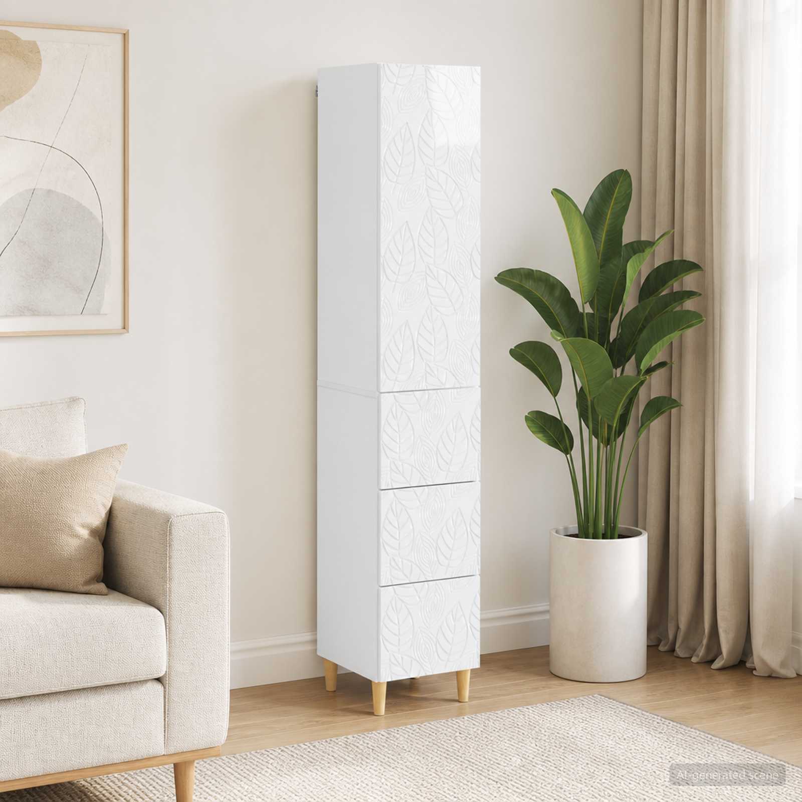 Spintelė 2 pcs Itin blizgi balta 33 x 34,5 x 90 cm